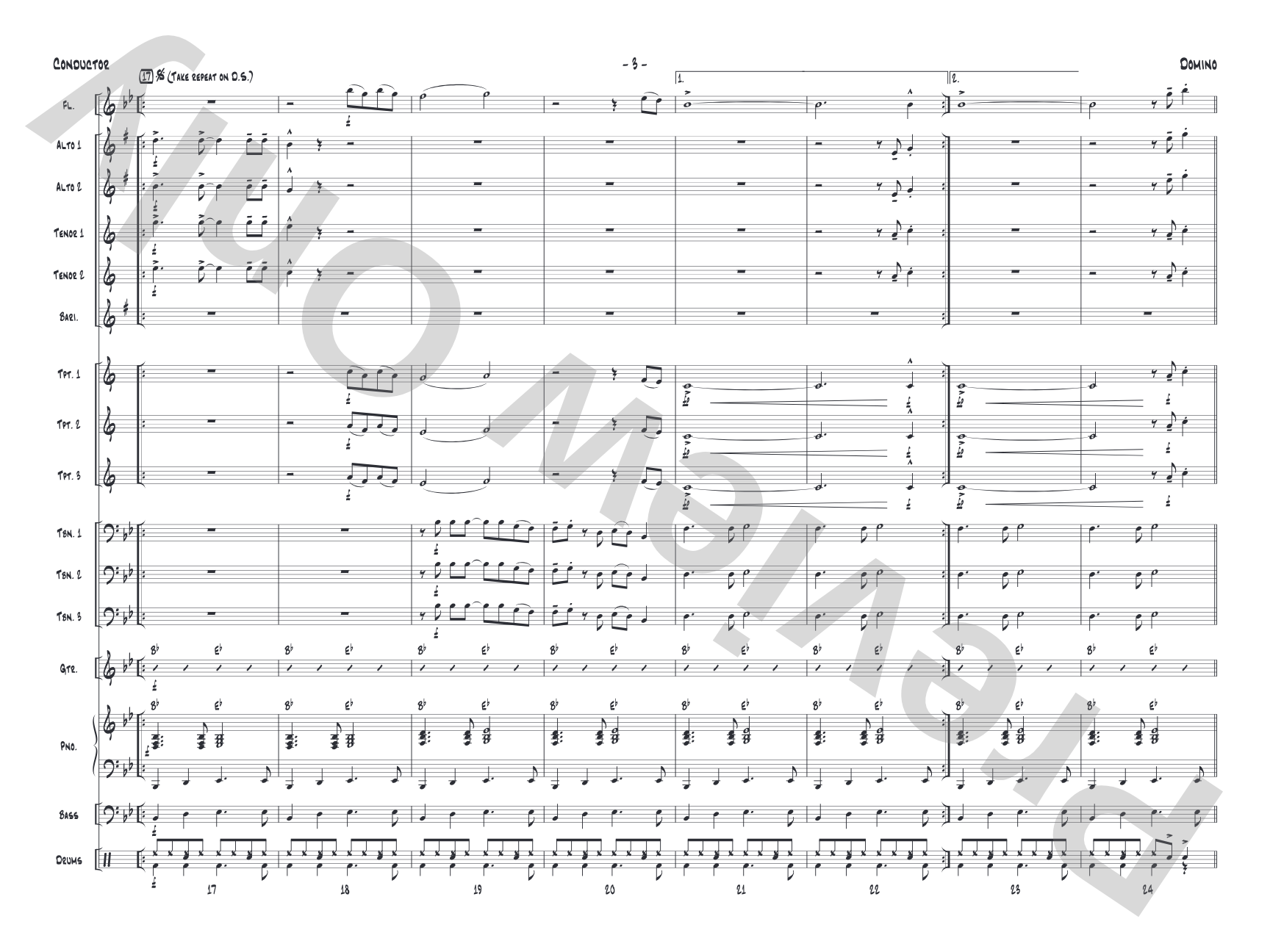 Domino: Jazz Ensemble Conductor Score & Parts