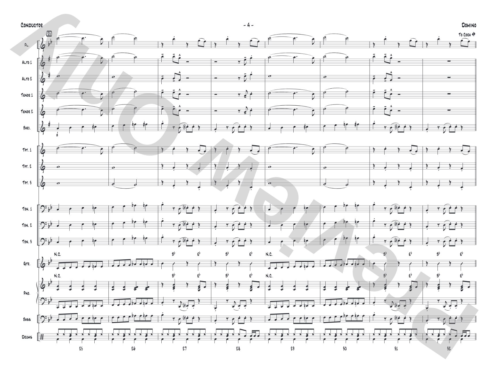 Domino: Jazz Ensemble Conductor Score & Parts