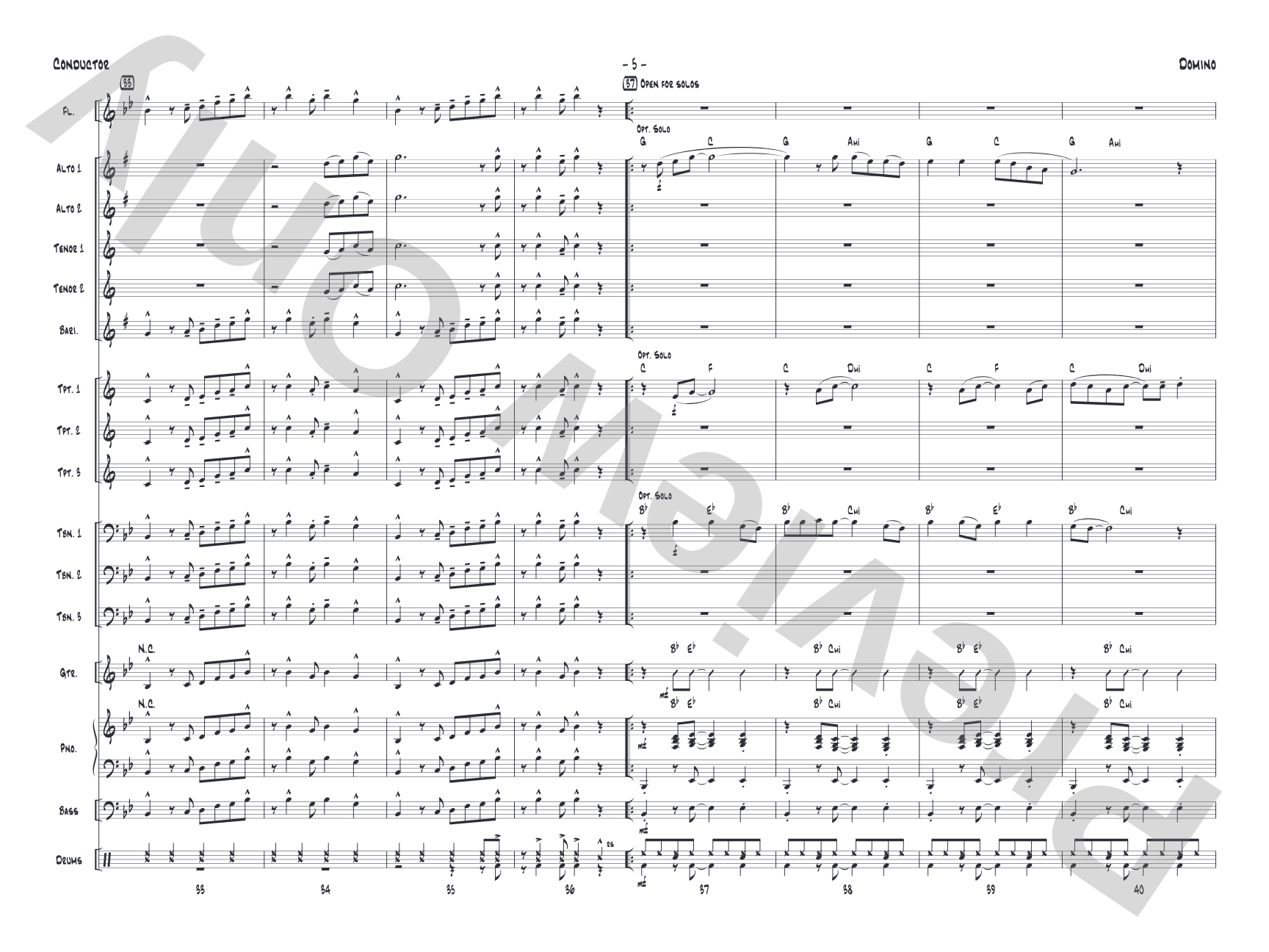 Domino: Jazz Ensemble Conductor Score & Parts
