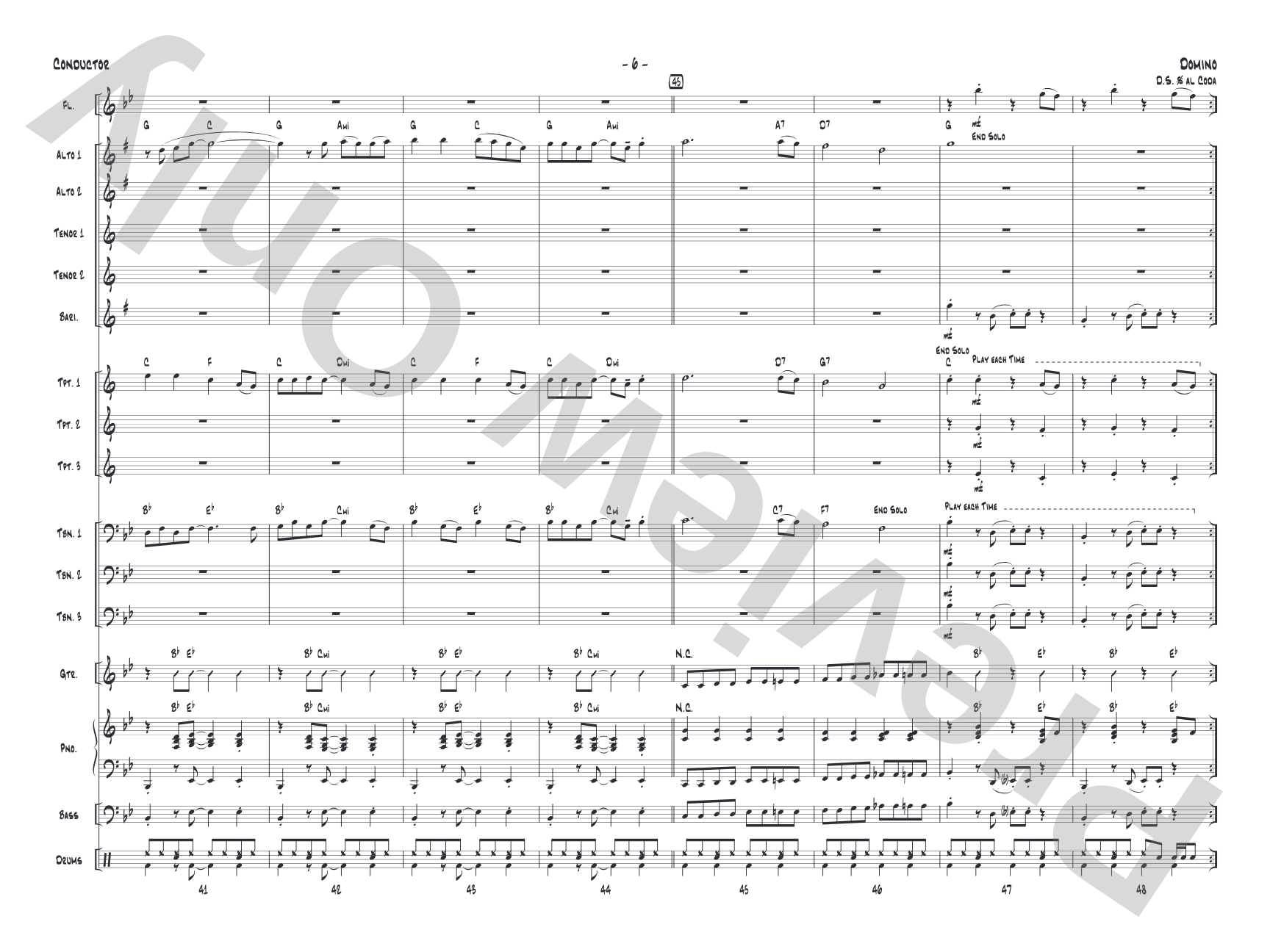 Domino: Jazz Ensemble Conductor Score & Parts