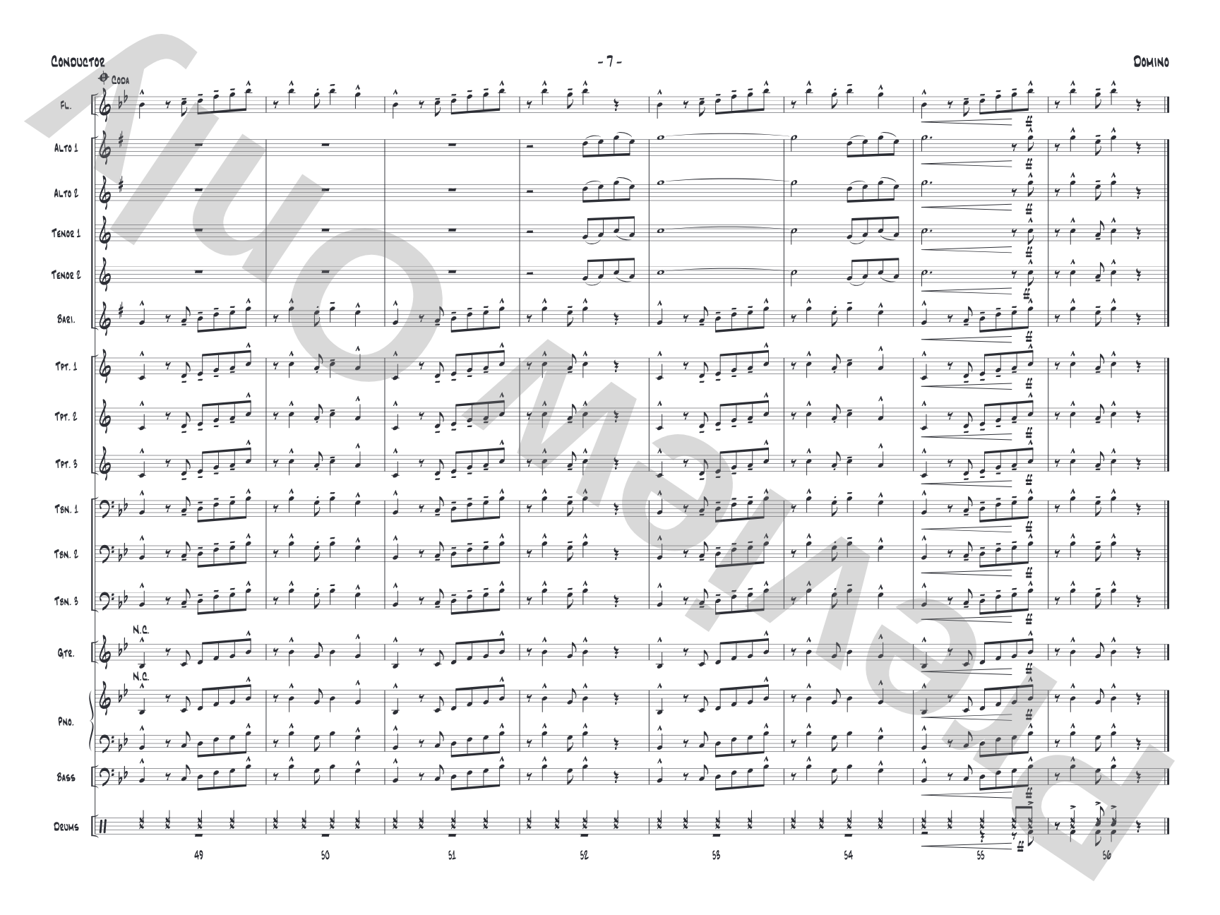 Domino: Jazz Ensemble Conductor Score & Parts