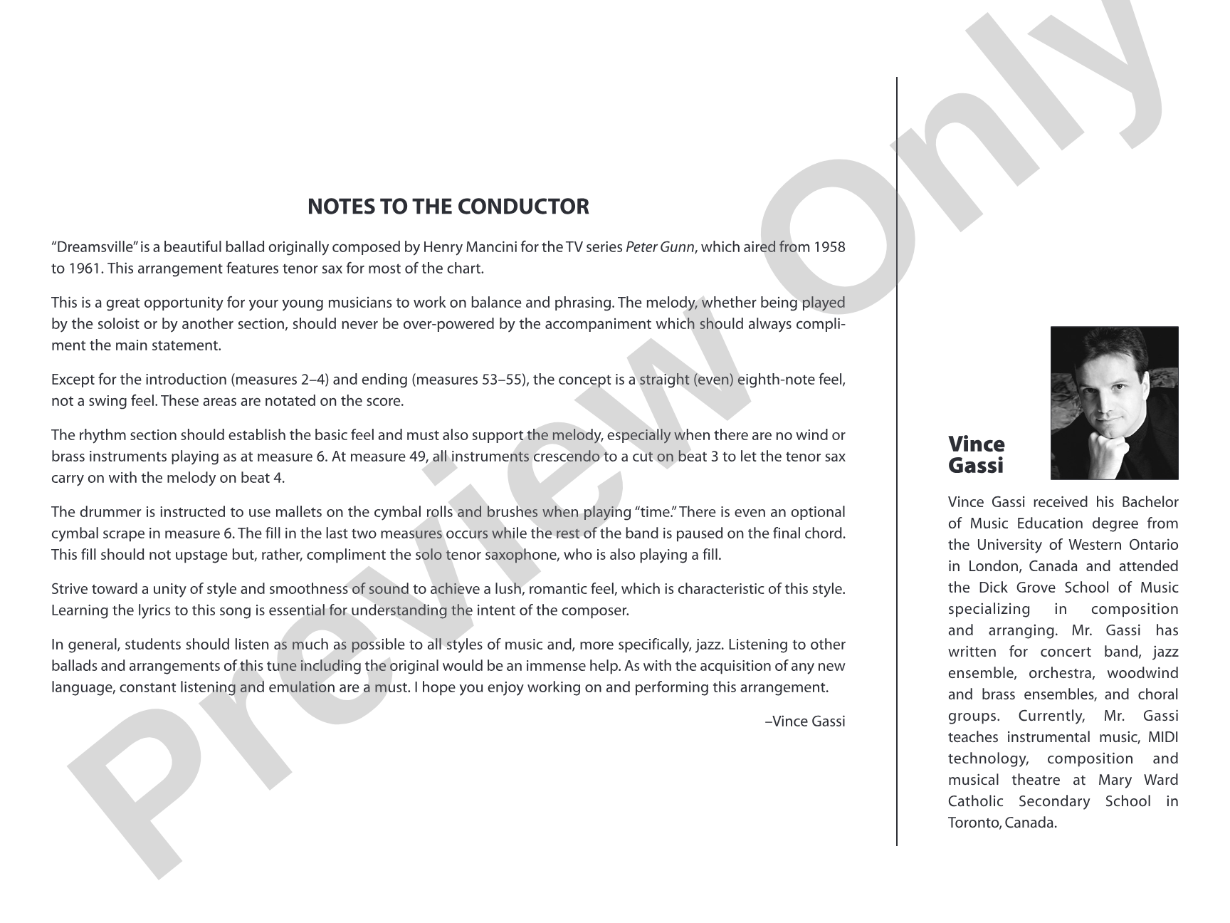 Dreamsville: Jazz Ensemble Conductor Score & Parts