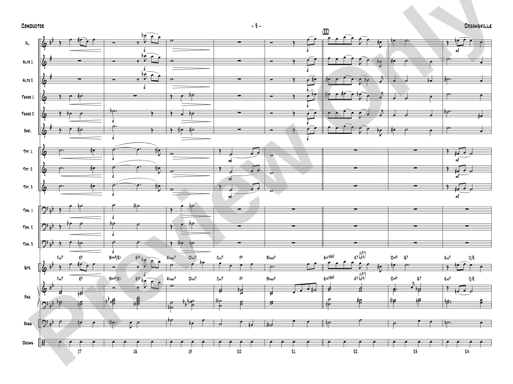 Dreamsville: Jazz Ensemble Conductor Score & Parts