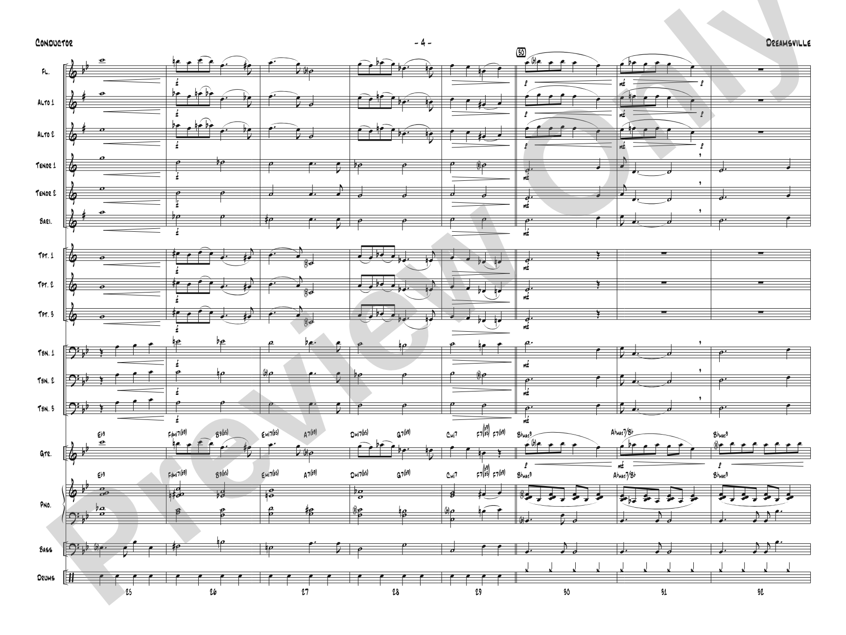 Dreamsville: Jazz Ensemble Conductor Score & Parts