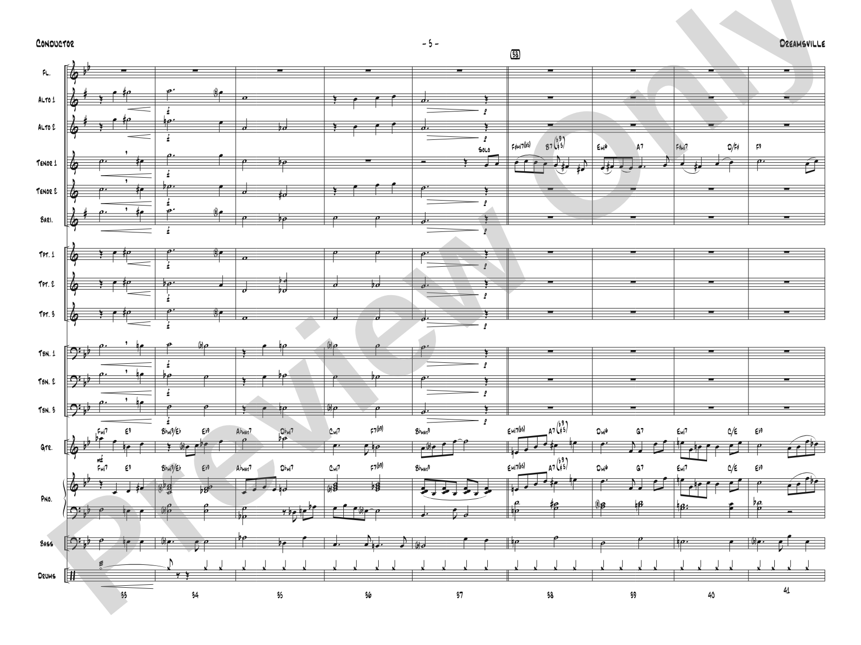 Dreamsville: Jazz Ensemble Conductor Score & Parts