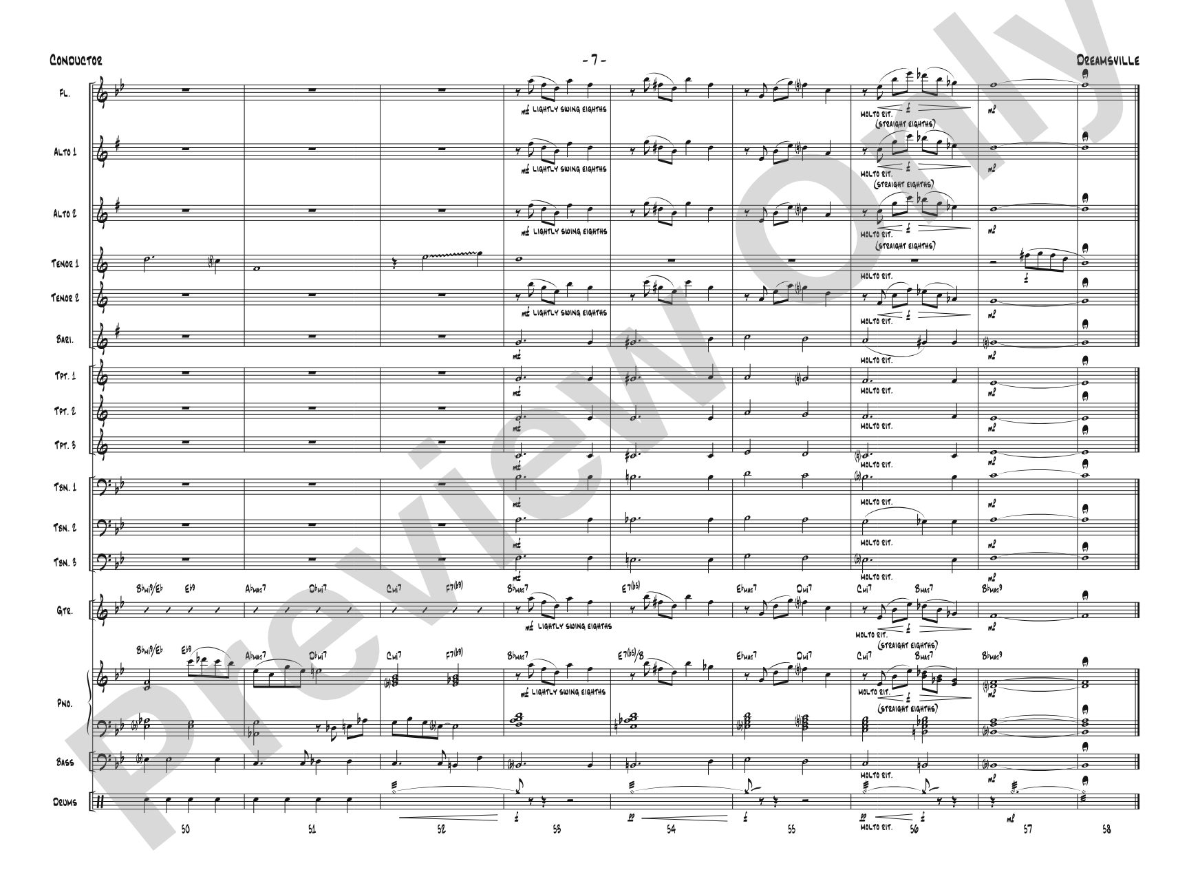 Dreamsville: Jazz Ensemble Conductor Score & Parts