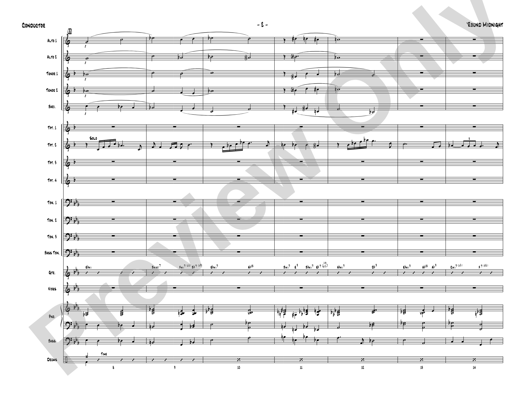 'Round Midnight: Jazz Ensemble Conductor Score & Parts