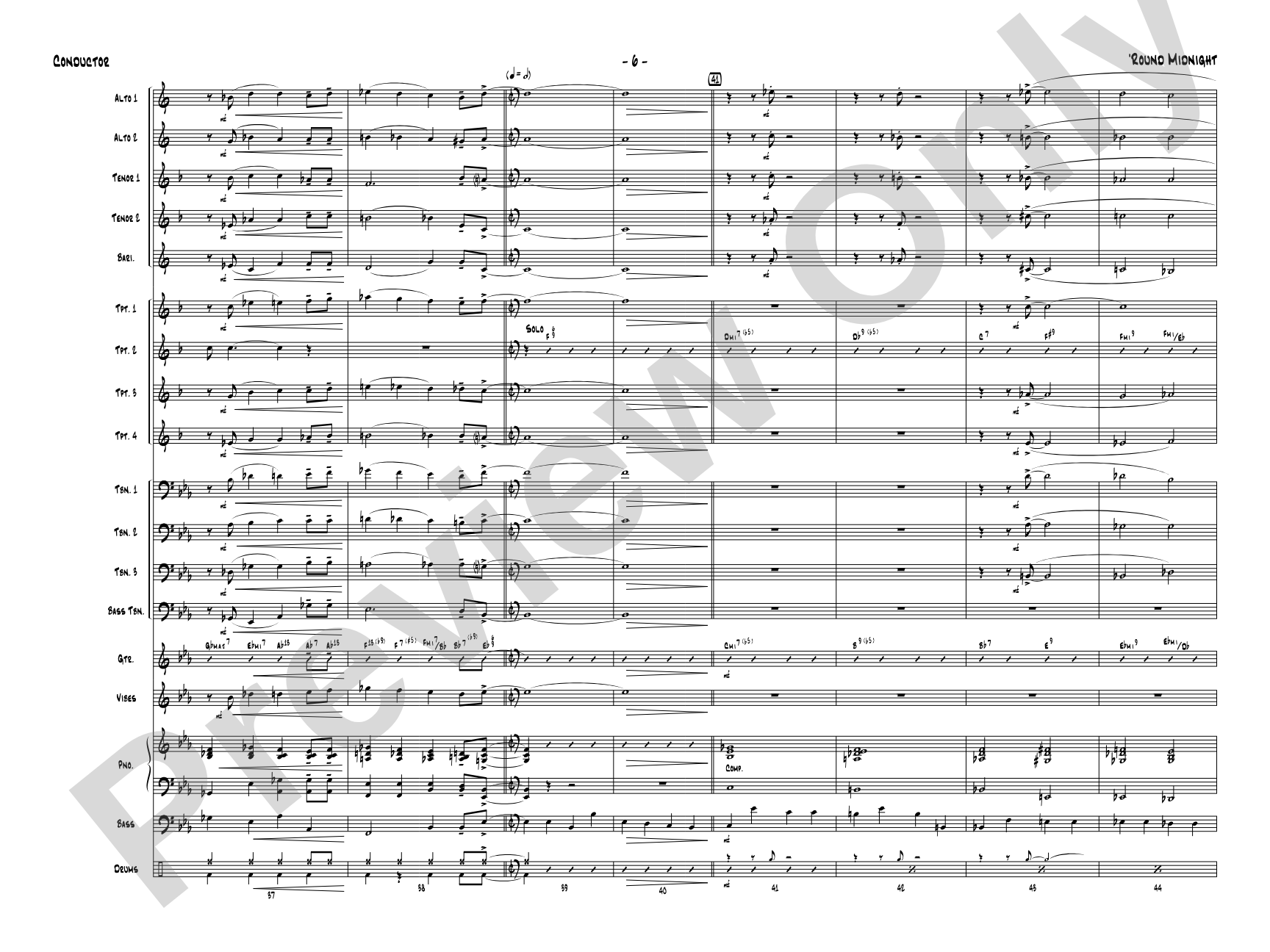 'Round Midnight: Jazz Ensemble Conductor Score & Parts