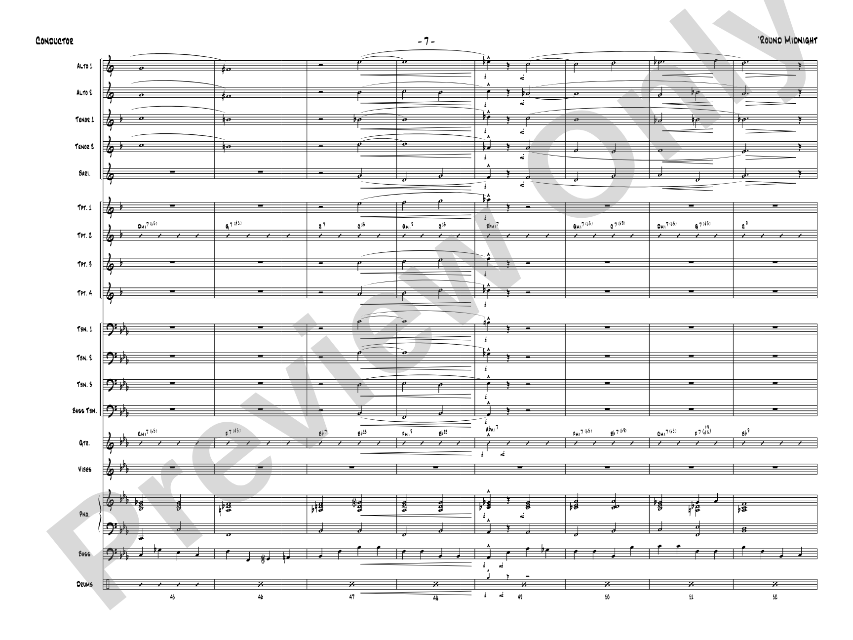'Round Midnight: Jazz Ensemble Conductor Score & Parts