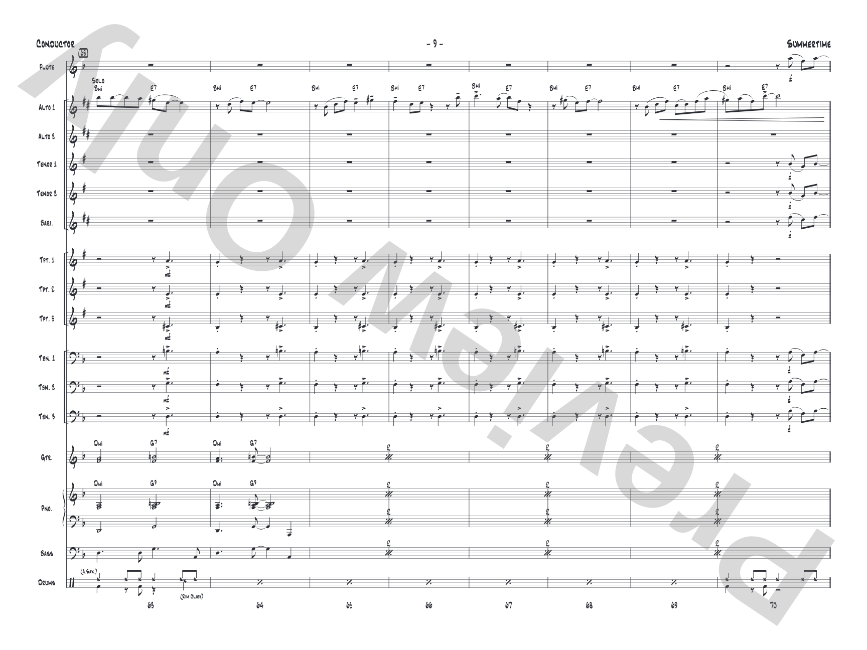 Summertime: Jazz Ensemble Conductor Score & Parts