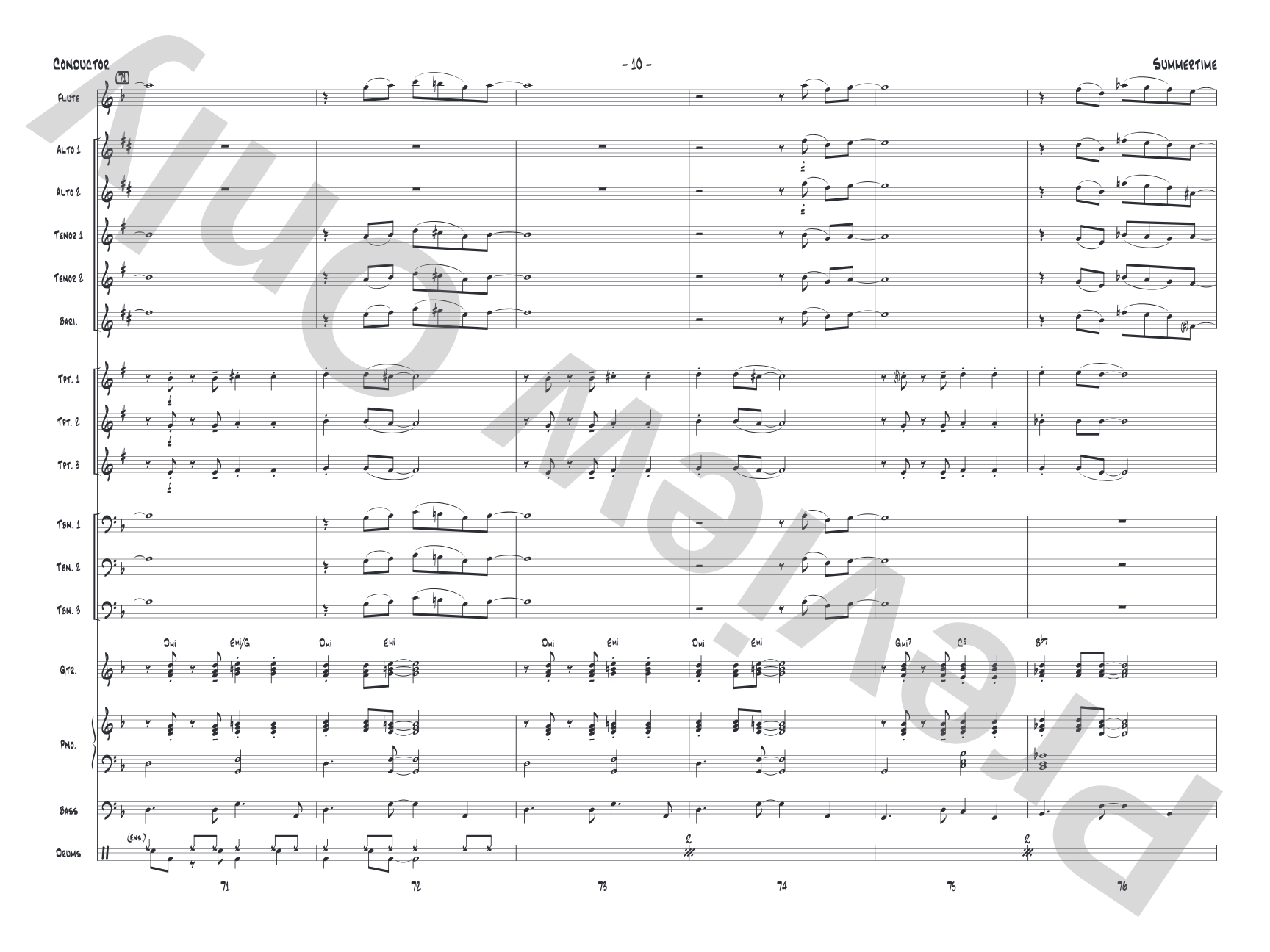 Summertime: Jazz Ensemble Conductor Score & Parts