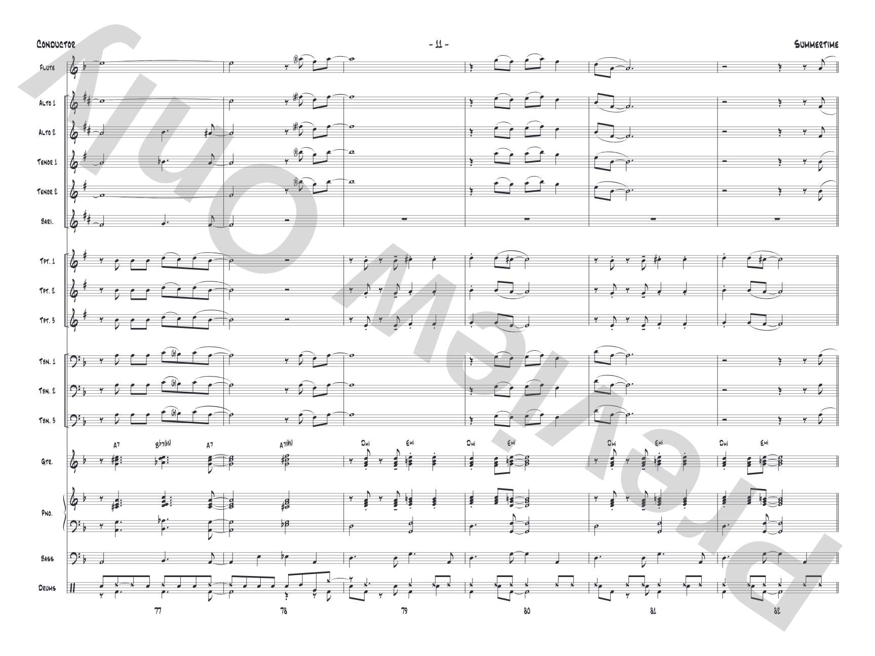 Summertime: Jazz Ensemble Conductor Score & Parts