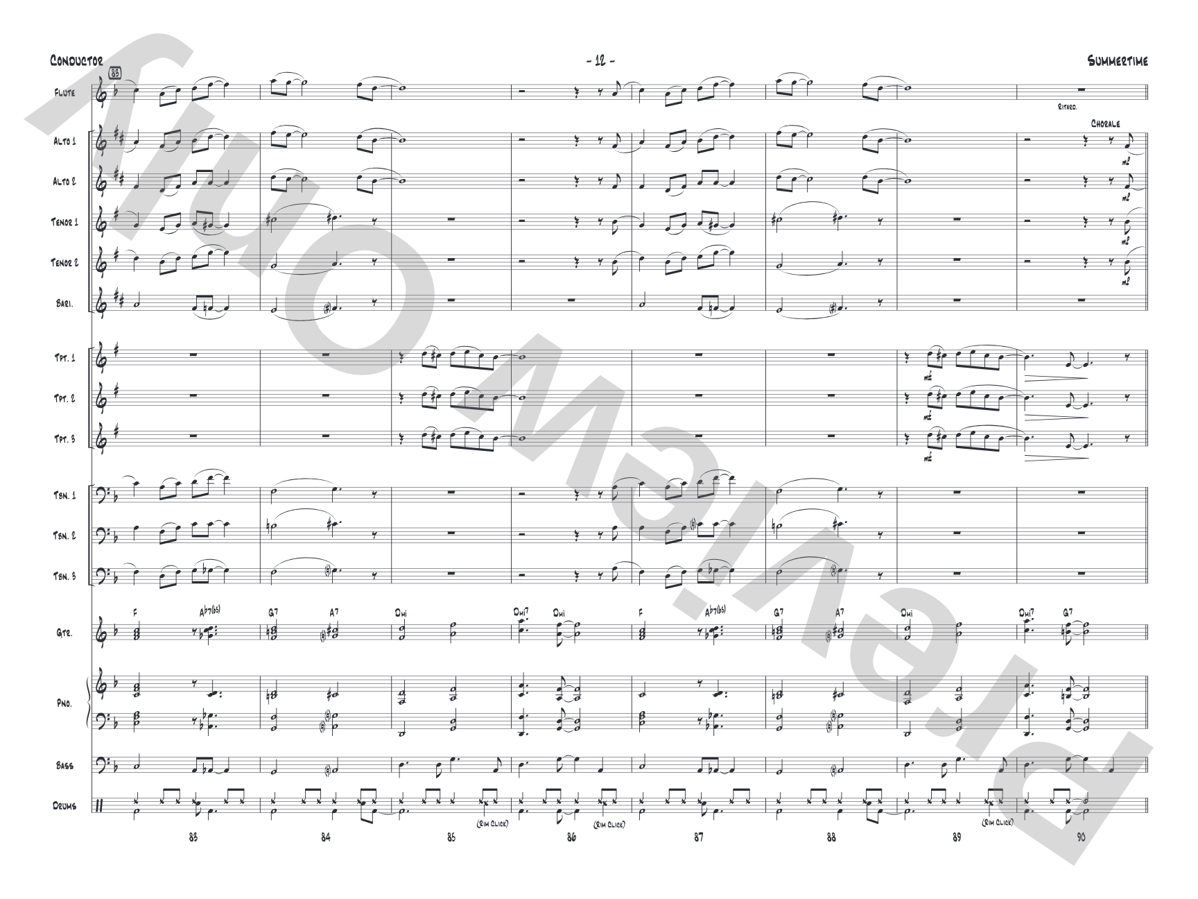 Summertime: Jazz Ensemble Conductor Score & Parts