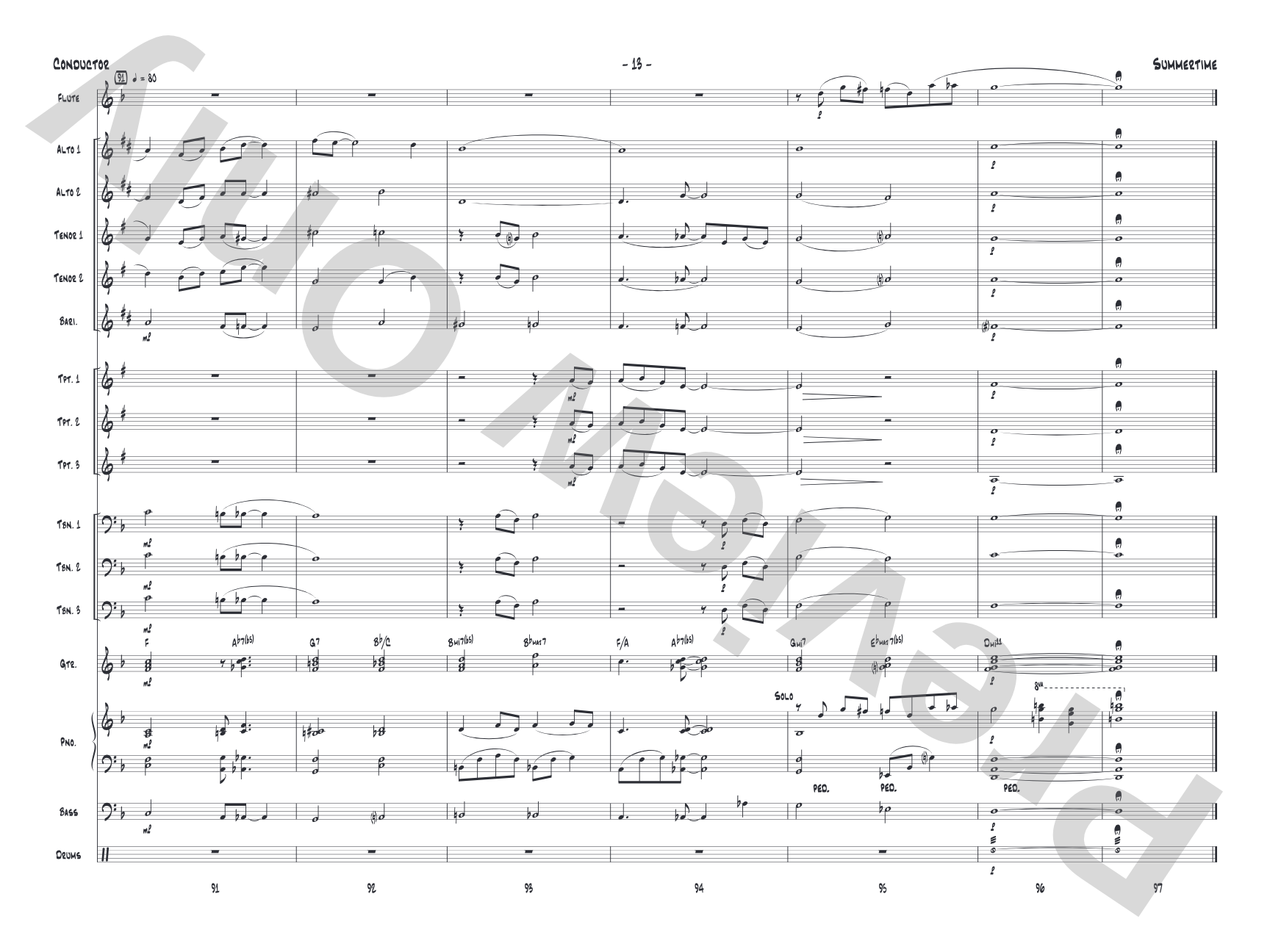 Summertime: Jazz Ensemble Conductor Score & Parts