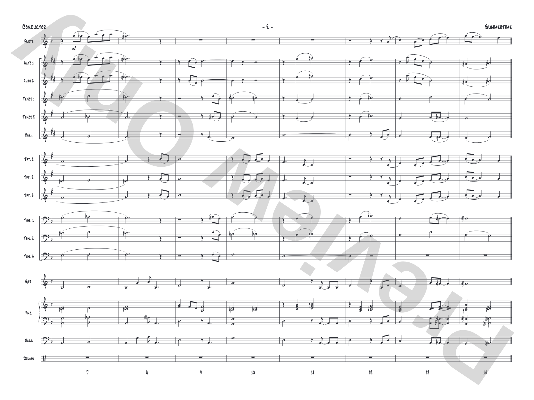 Summertime: Jazz Ensemble Conductor Score & Parts