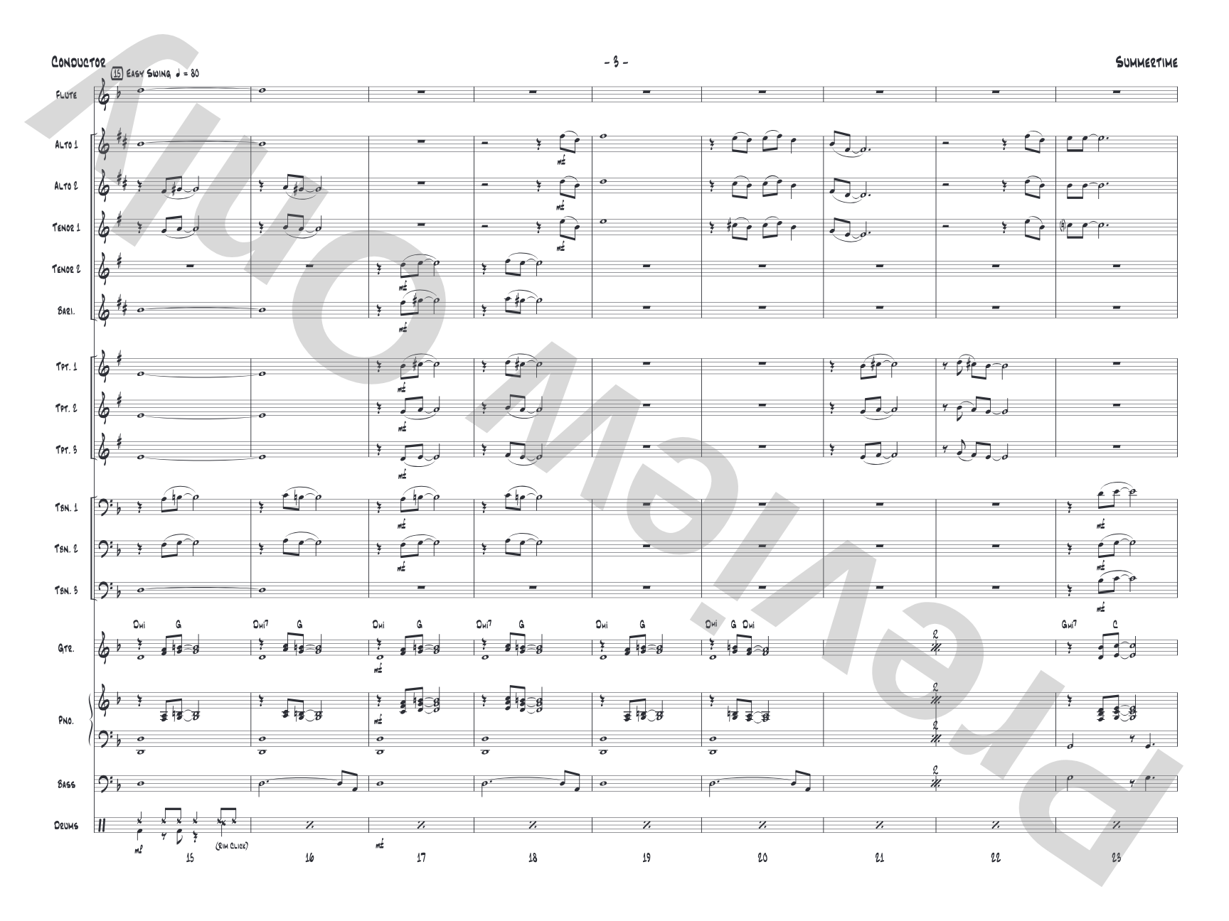Summertime: Jazz Ensemble Conductor Score & Parts