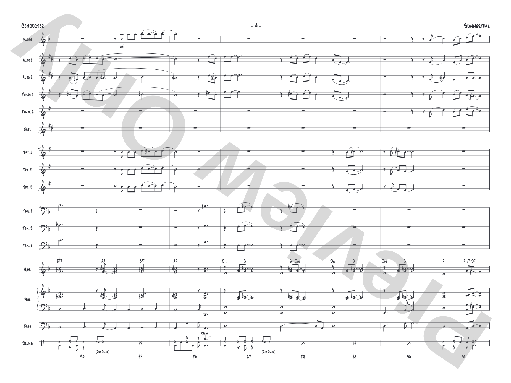 Summertime: Jazz Ensemble Conductor Score & Parts