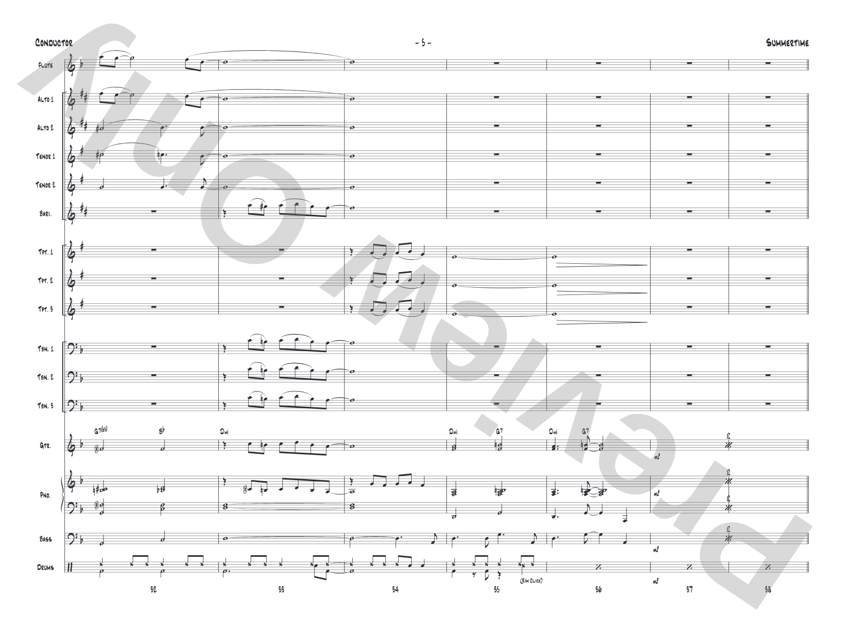 Summertime: Jazz Ensemble Conductor Score & Parts