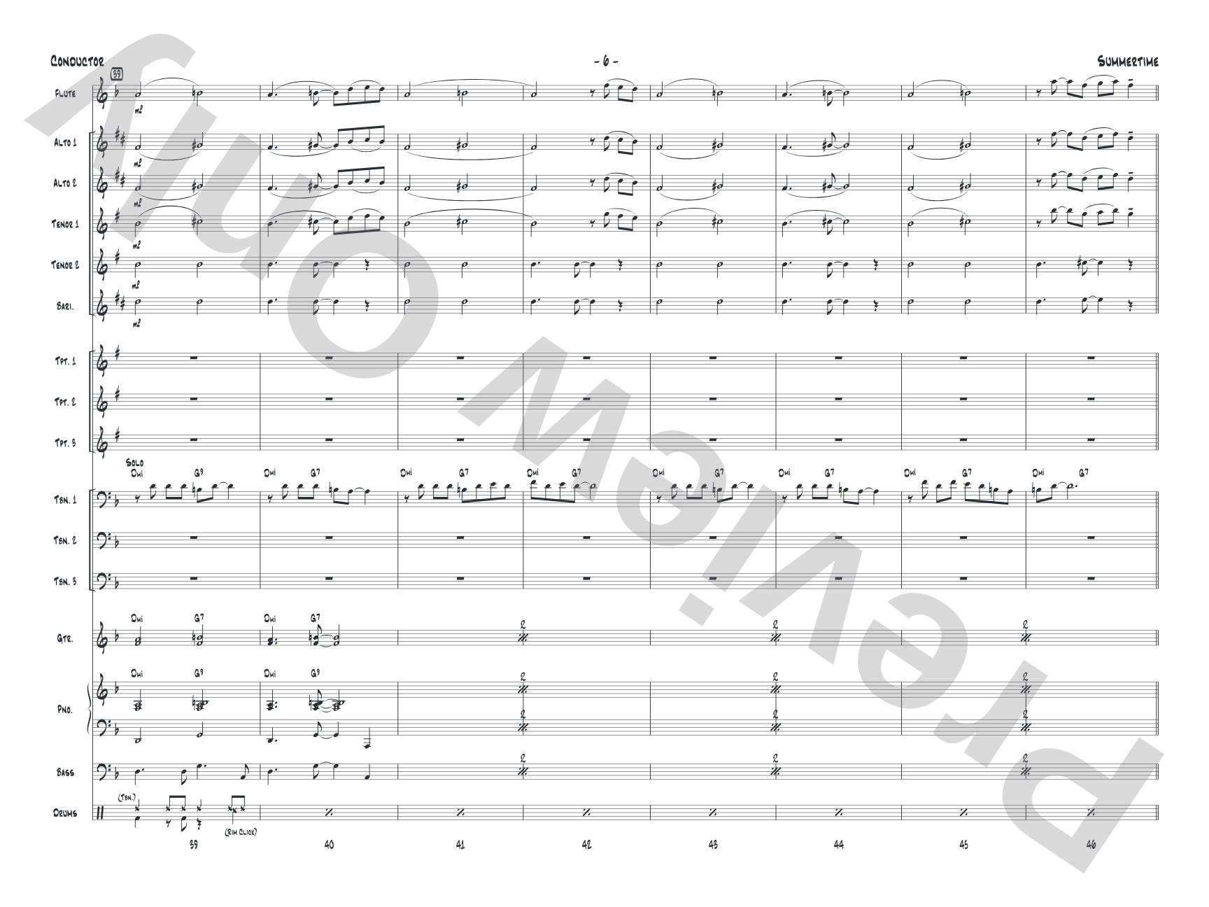 Summertime: Jazz Ensemble Conductor Score & Parts