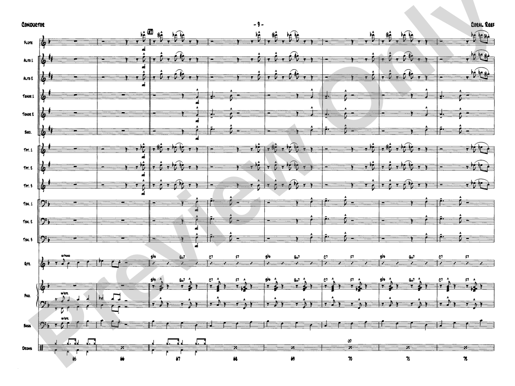 Coral Reef: Jazz Ensemble Conductor Score & Parts