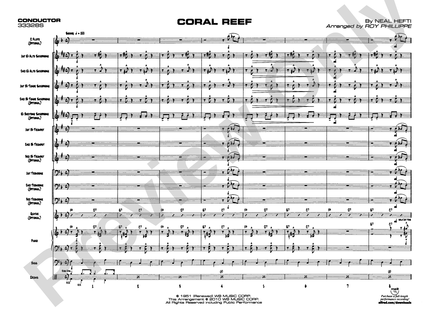 Coral Reef: Jazz Ensemble Conductor Score & Parts