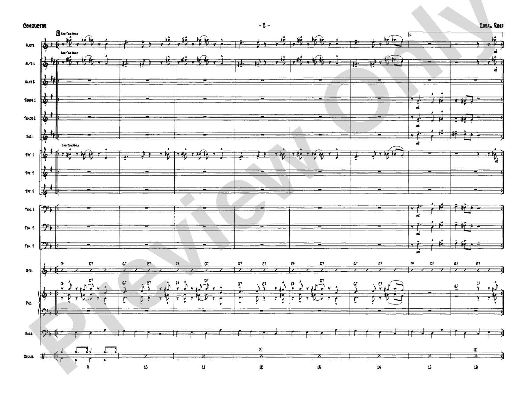 Coral Reef: Jazz Ensemble Conductor Score & Parts