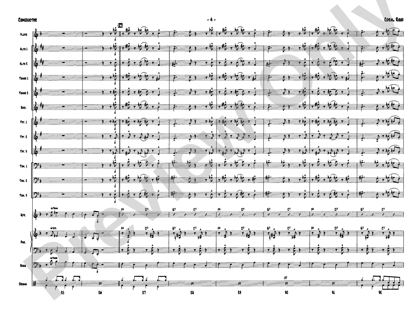 Coral Reef: Jazz Ensemble Conductor Score & Parts
