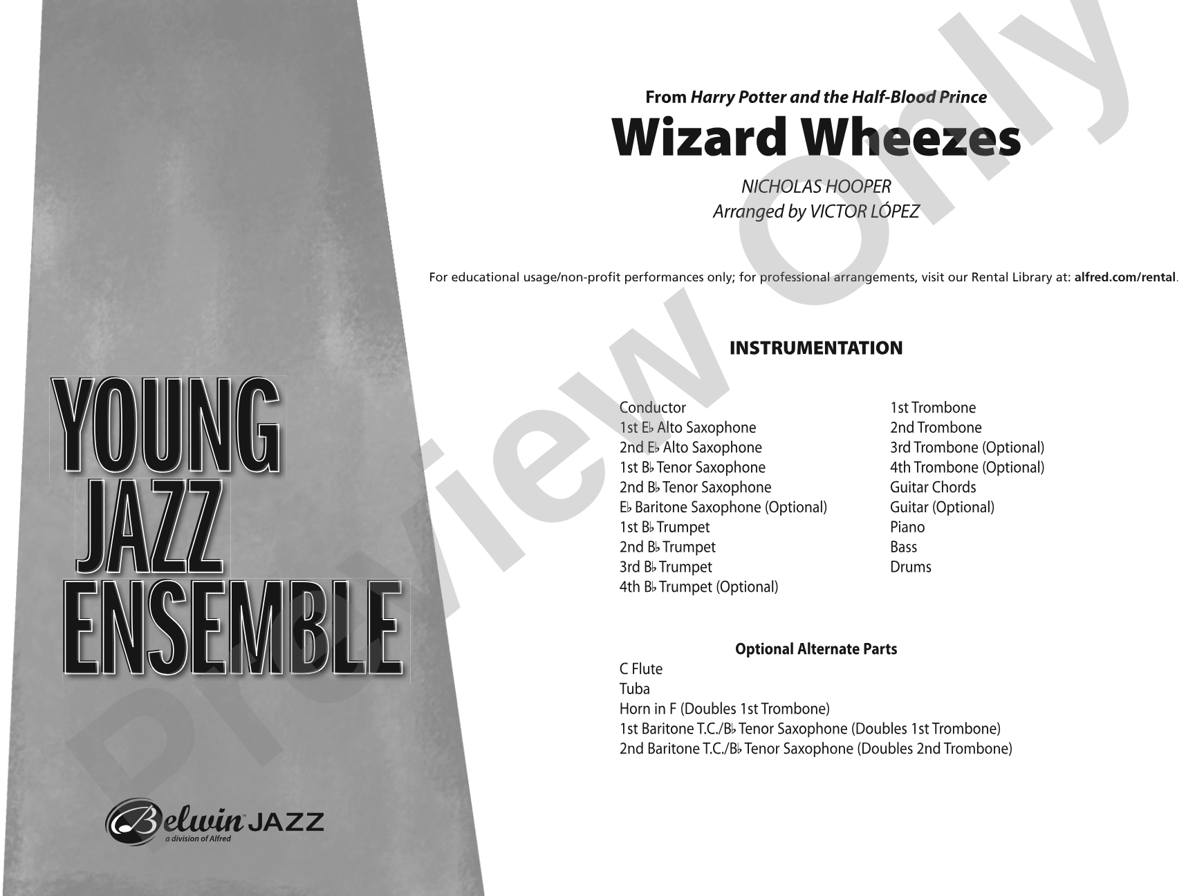 Wizard Wheezes (from Harry Potter and the Half-Blood Prince): Jazz Ensemble Conductor Score & Parts
