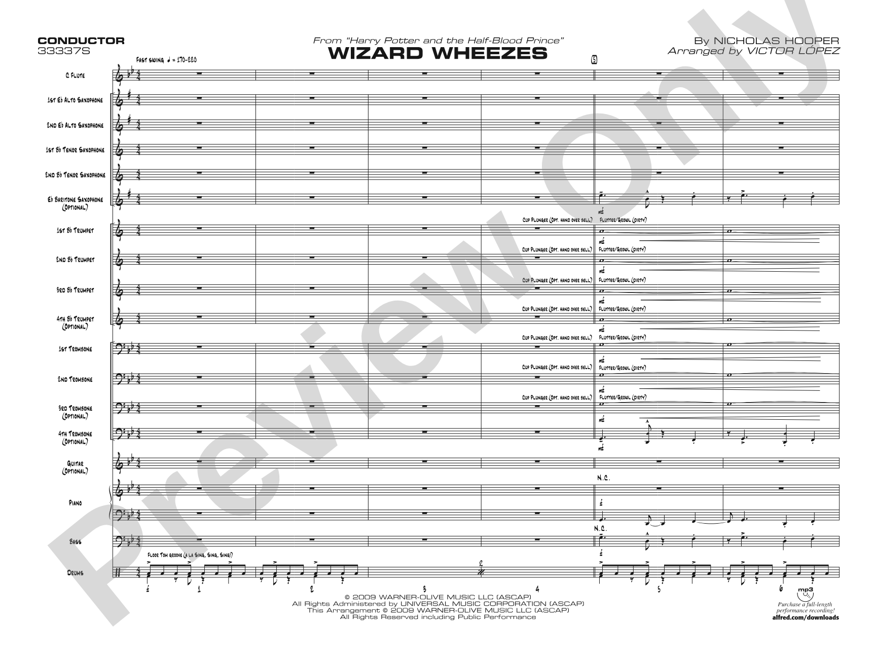 Wizard Wheezes (from Harry Potter and the Half-Blood Prince): Jazz Ensemble Conductor Score & Parts