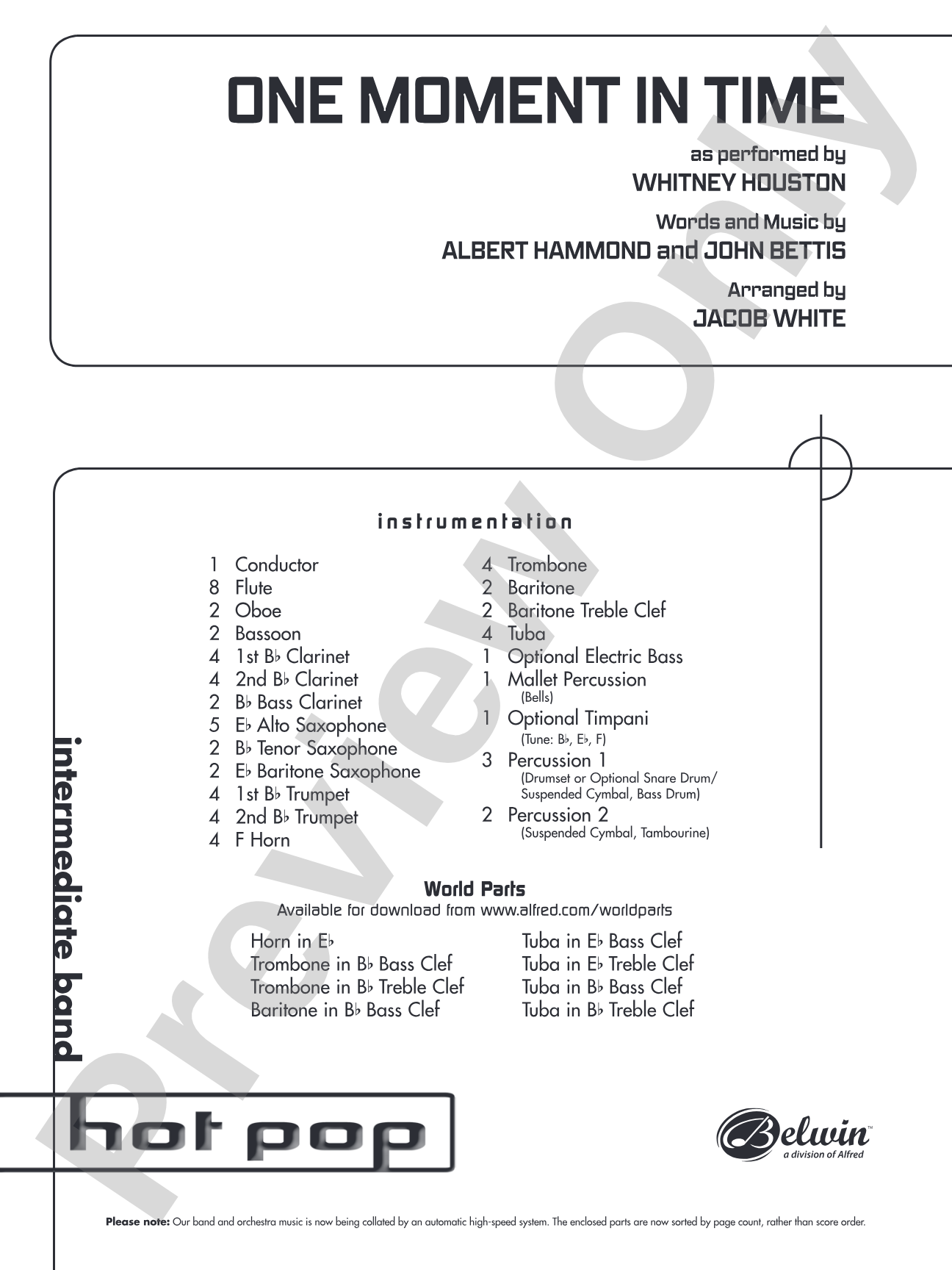 One Moment in Time: Score