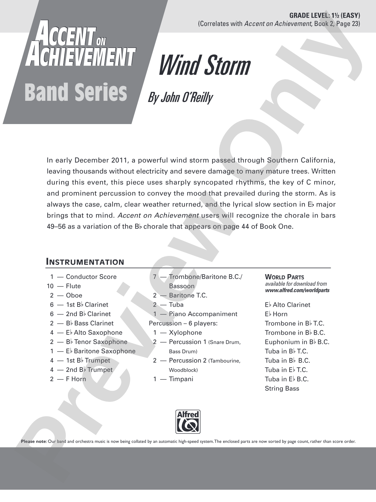 Wind Storm: Concert Band Conductor Score & Parts