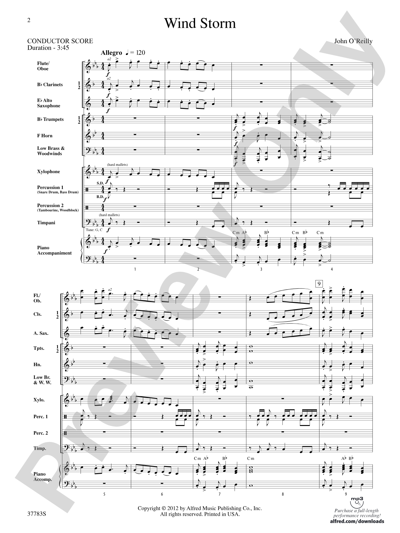Wind Storm: Concert Band Conductor Score & Parts