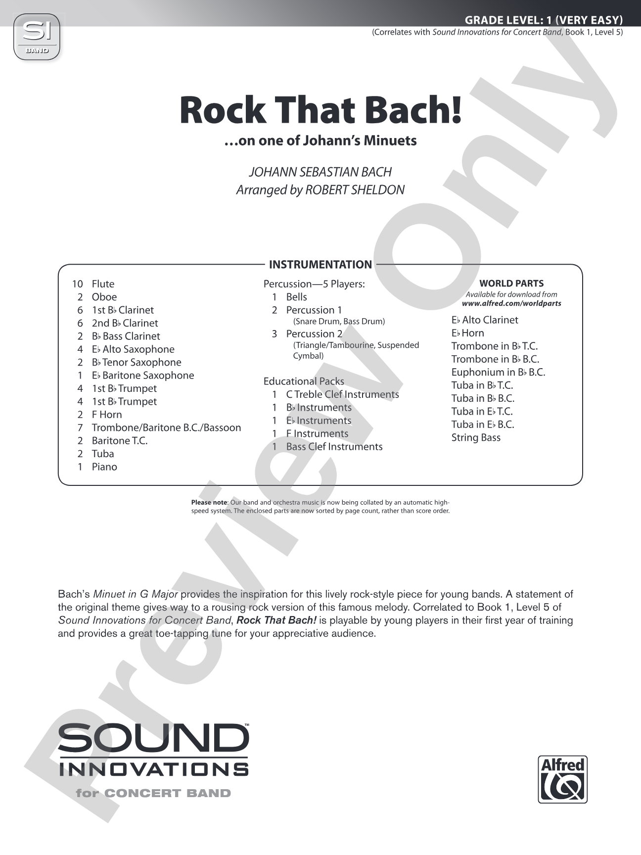 Rock That Bach!: Concert Band Conductor Score & Parts