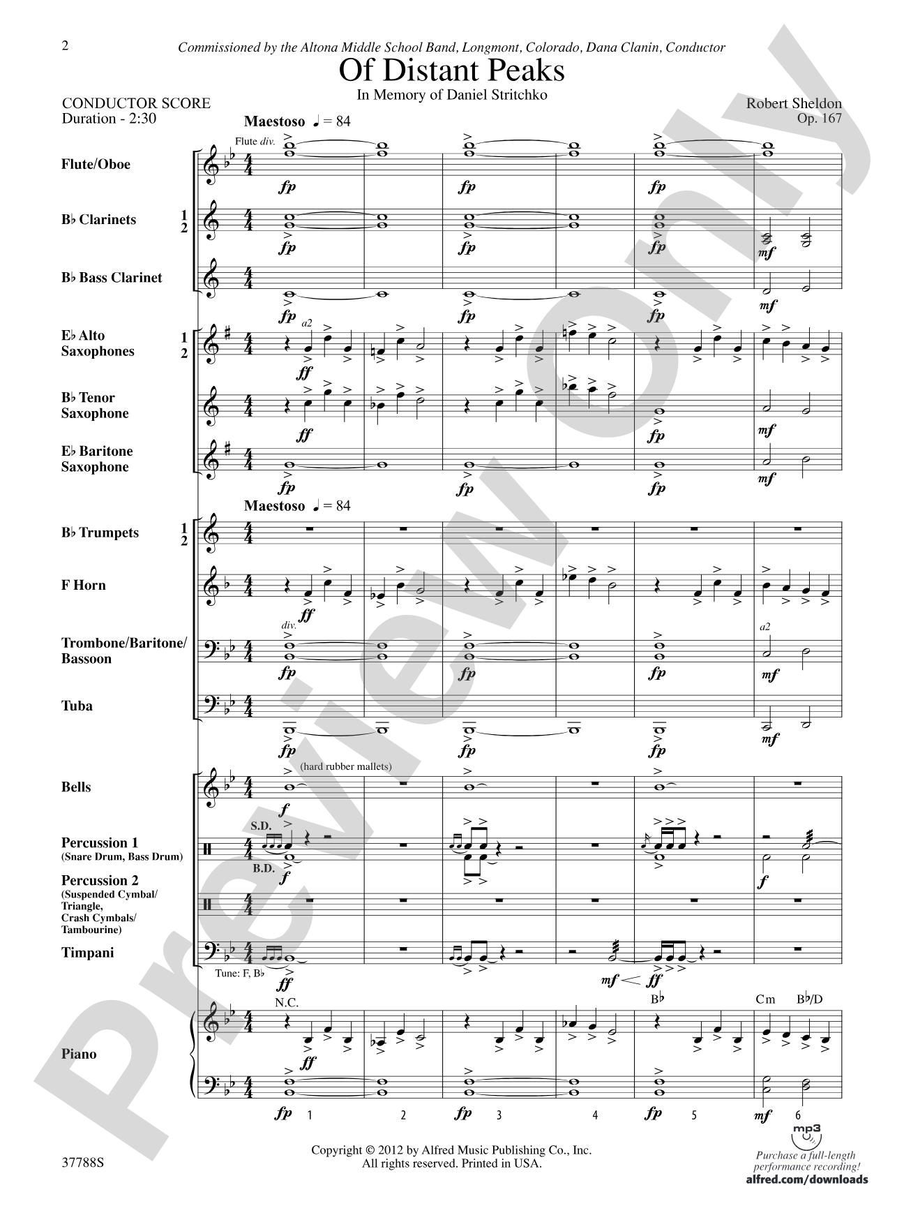 Of Distant Peaks: Concert Band Conductor Score & Parts