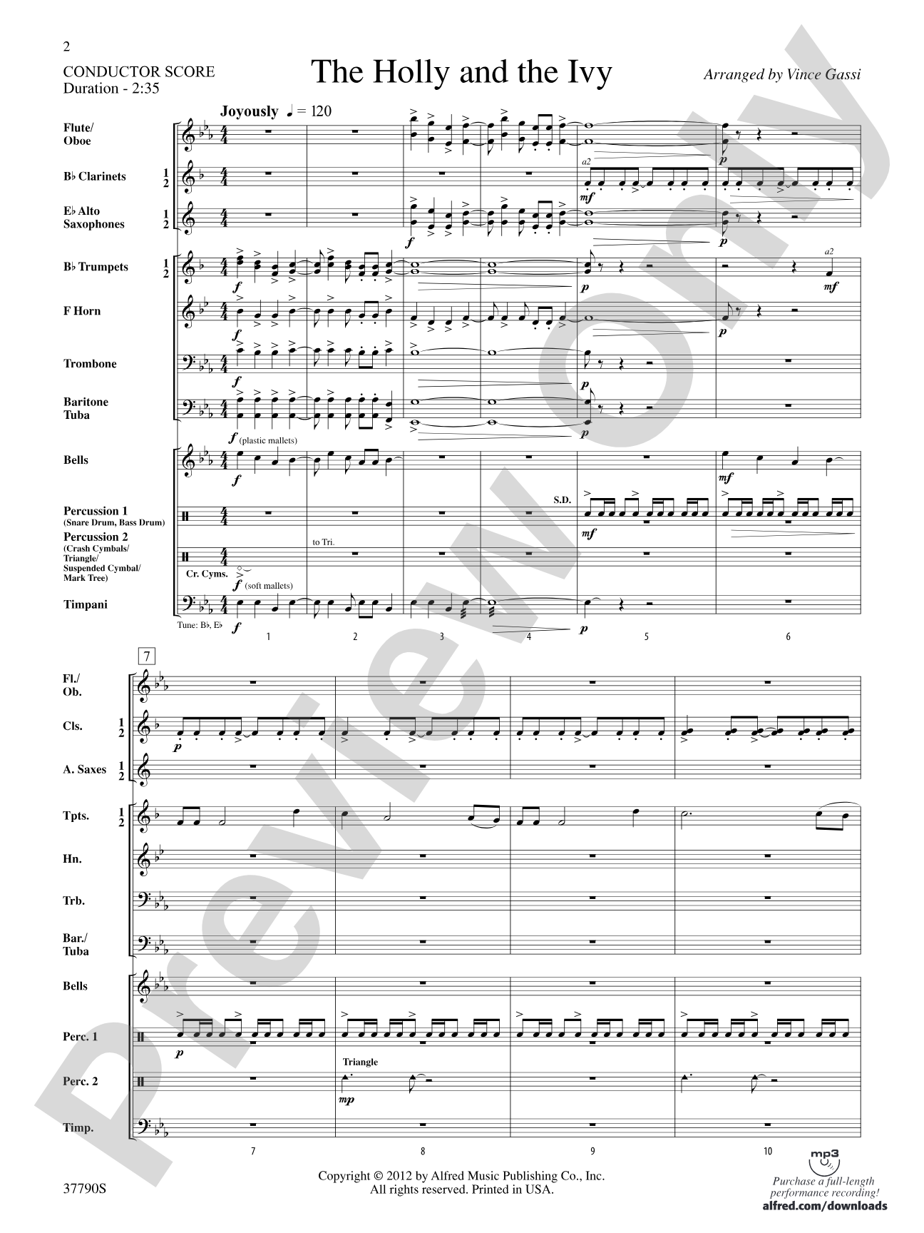 The Holly and the Ivy: Concert Band Conductor Score & Parts