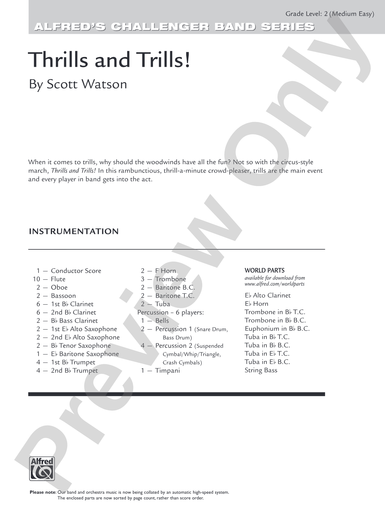 Thrills and Trills!: Concert Band Conductor Score & Parts