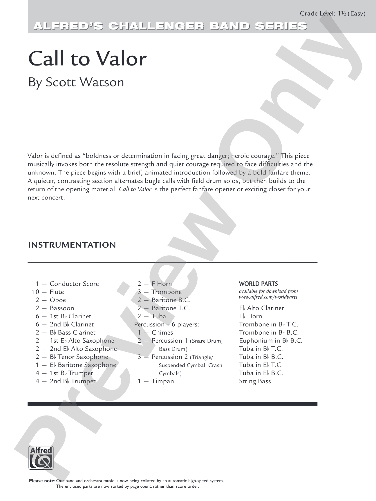 Call to Valor: Concert Band Conductor Score & Parts