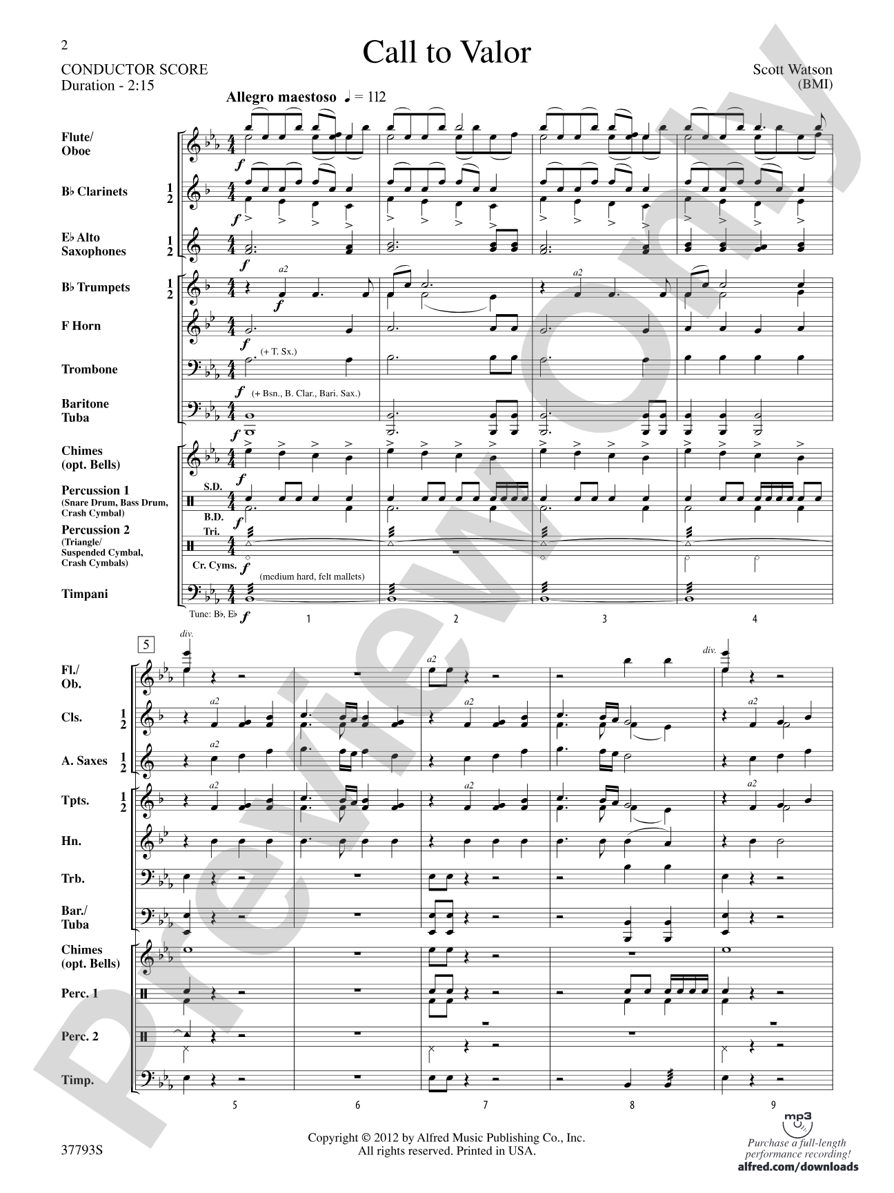 Call to Valor: Concert Band Conductor Score & Parts