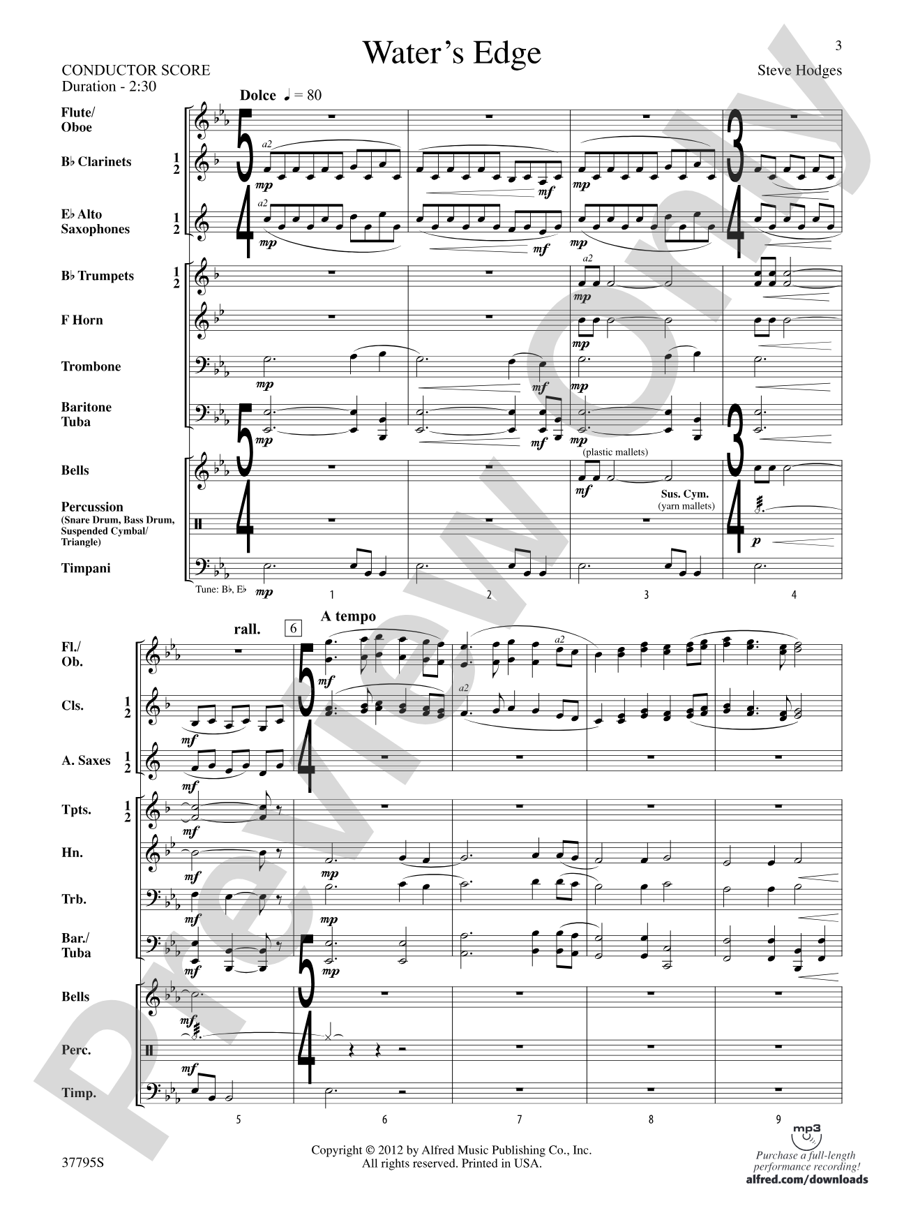 Water's Edge: Concert Band Conductor Score & Parts