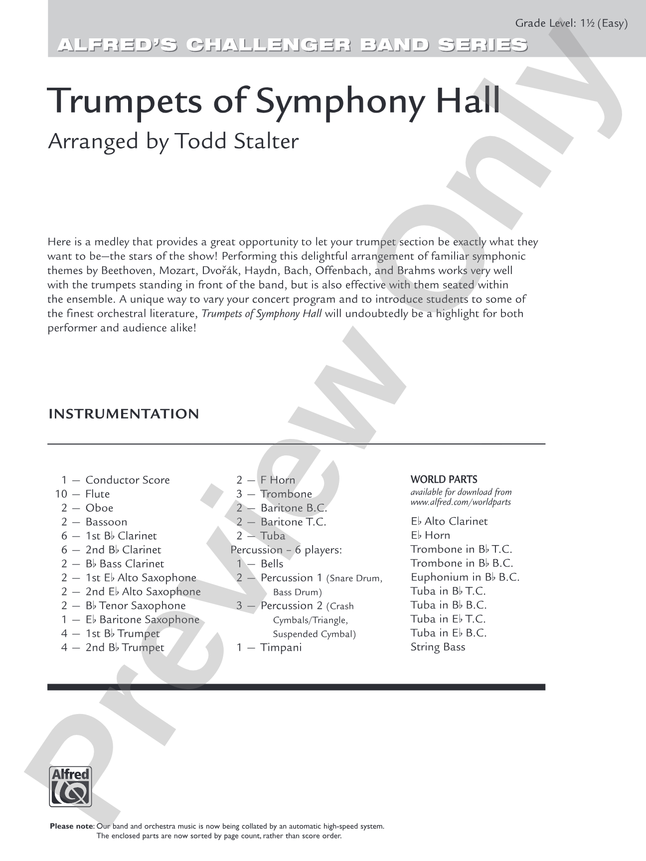 Trumpets of Symphony Hall: Score