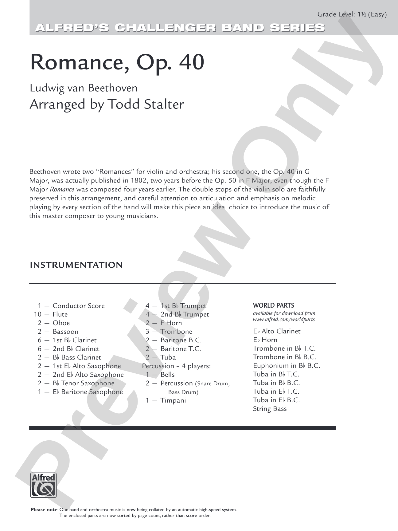 Romance, Op. 40: Score