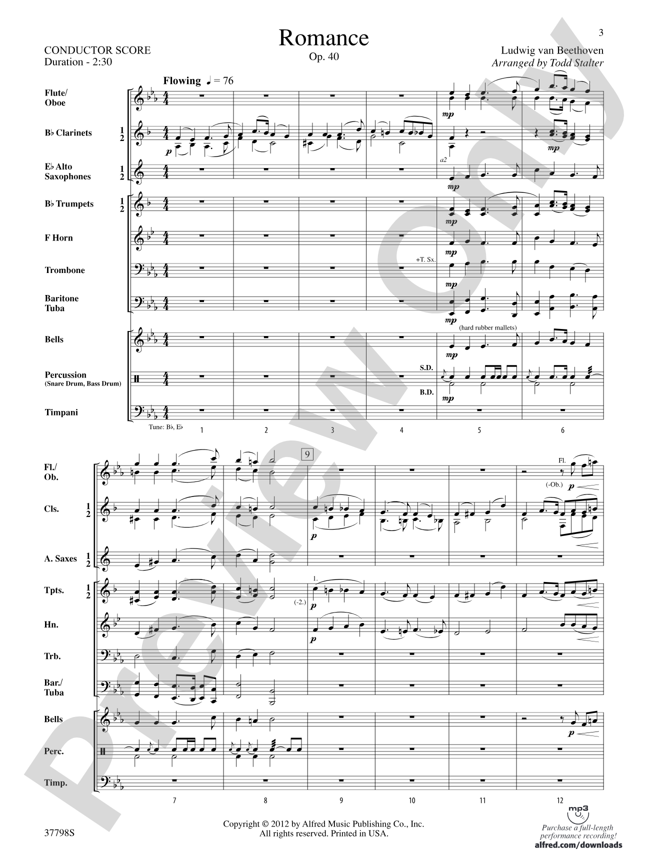 Romance, Op. 40: Score