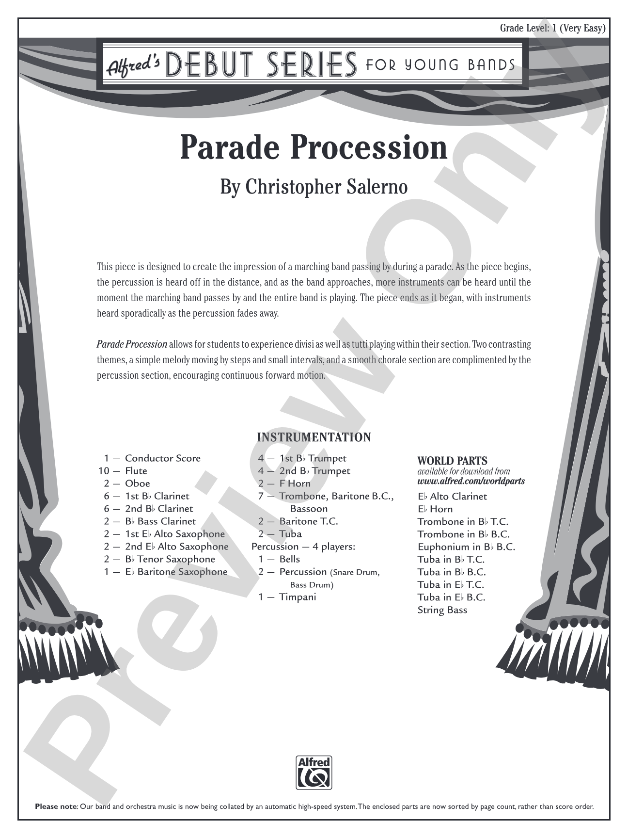 Parade Procession: Concert Band Conductor Score & Parts