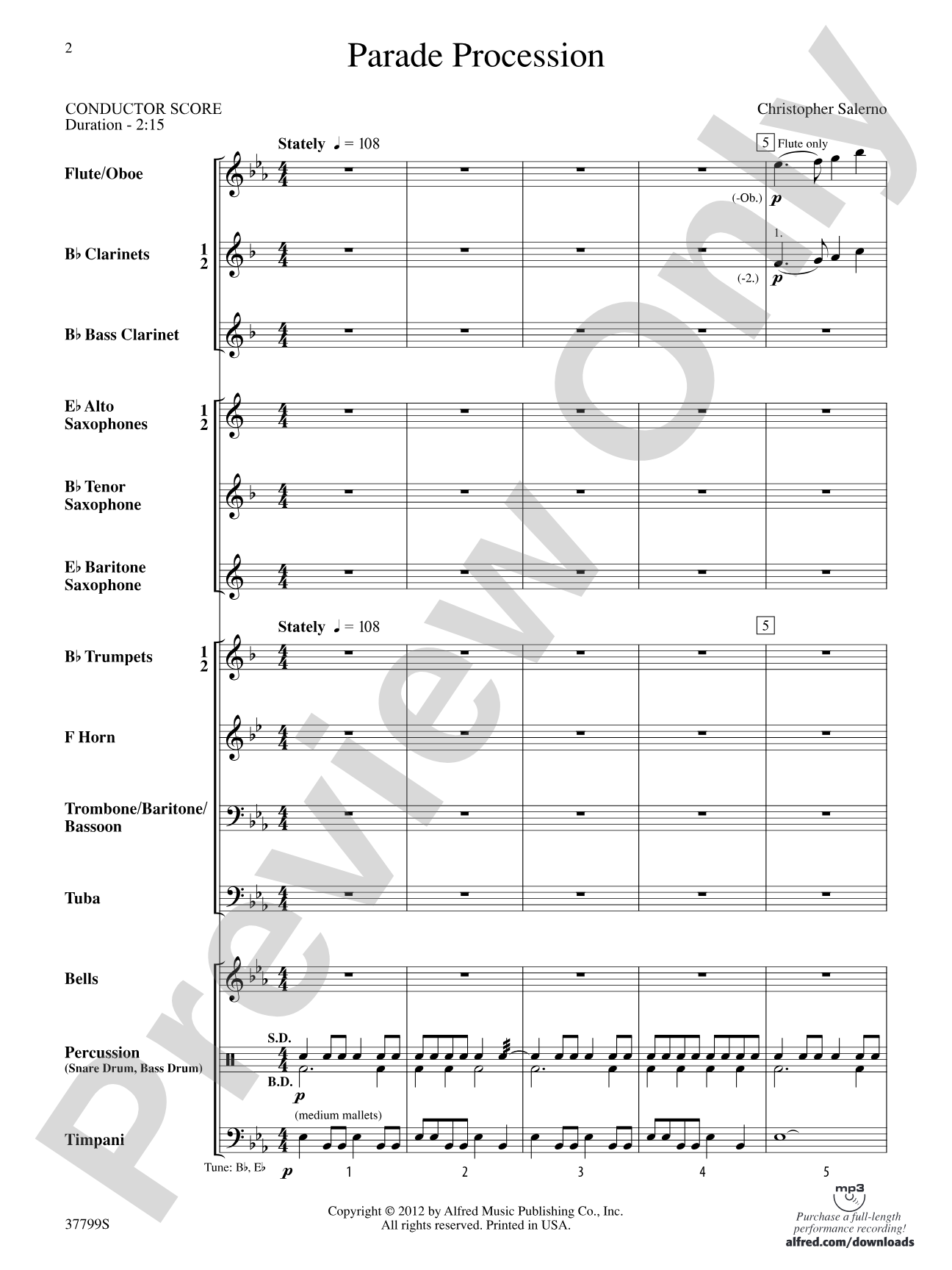 Parade Procession: Concert Band Conductor Score & Parts