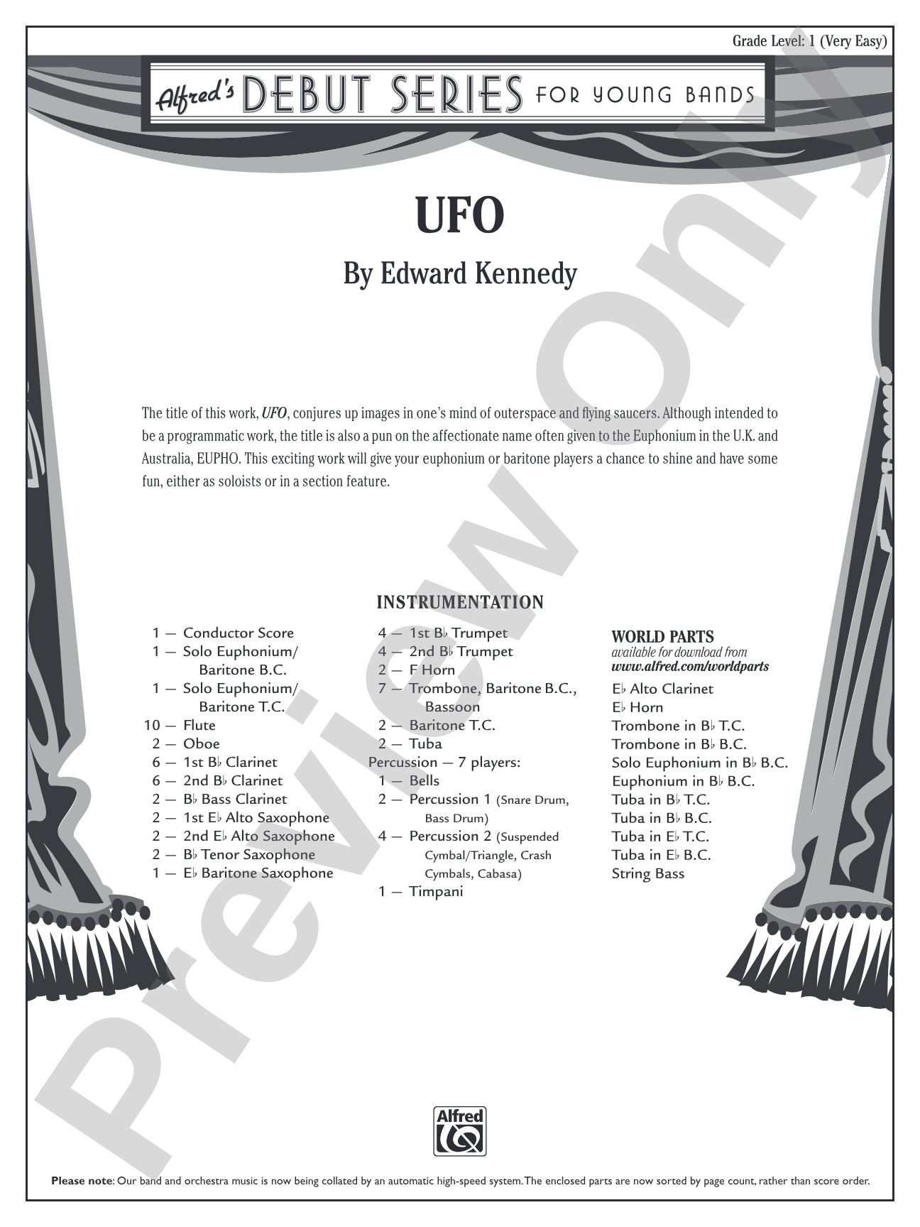 UFO: Concert Band Conductor Score & Parts