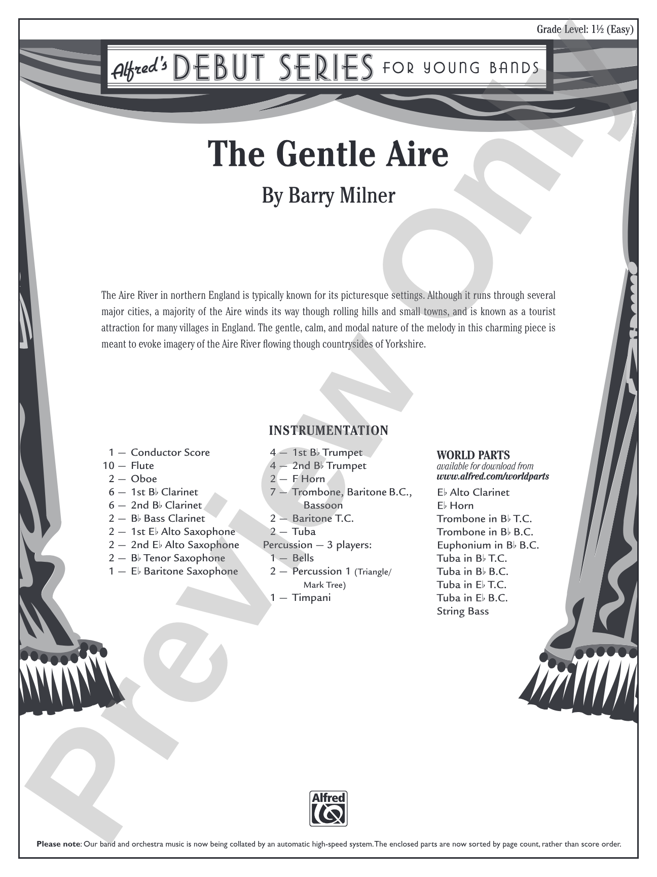 The Gentle Aire: Concert Band Conductor Score & Parts