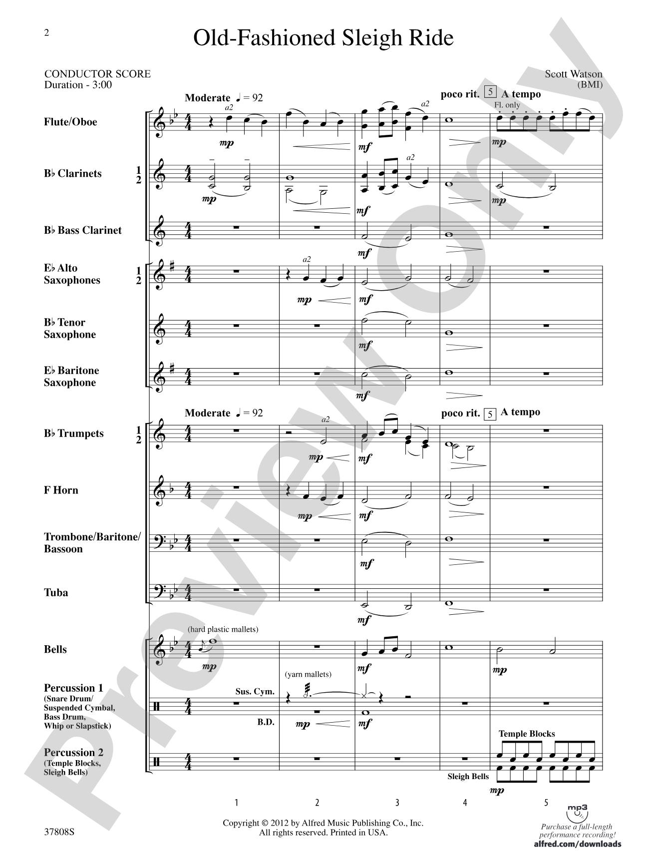 Old-Fashioned Sleigh Ride: Concert Band Conductor Score & Parts