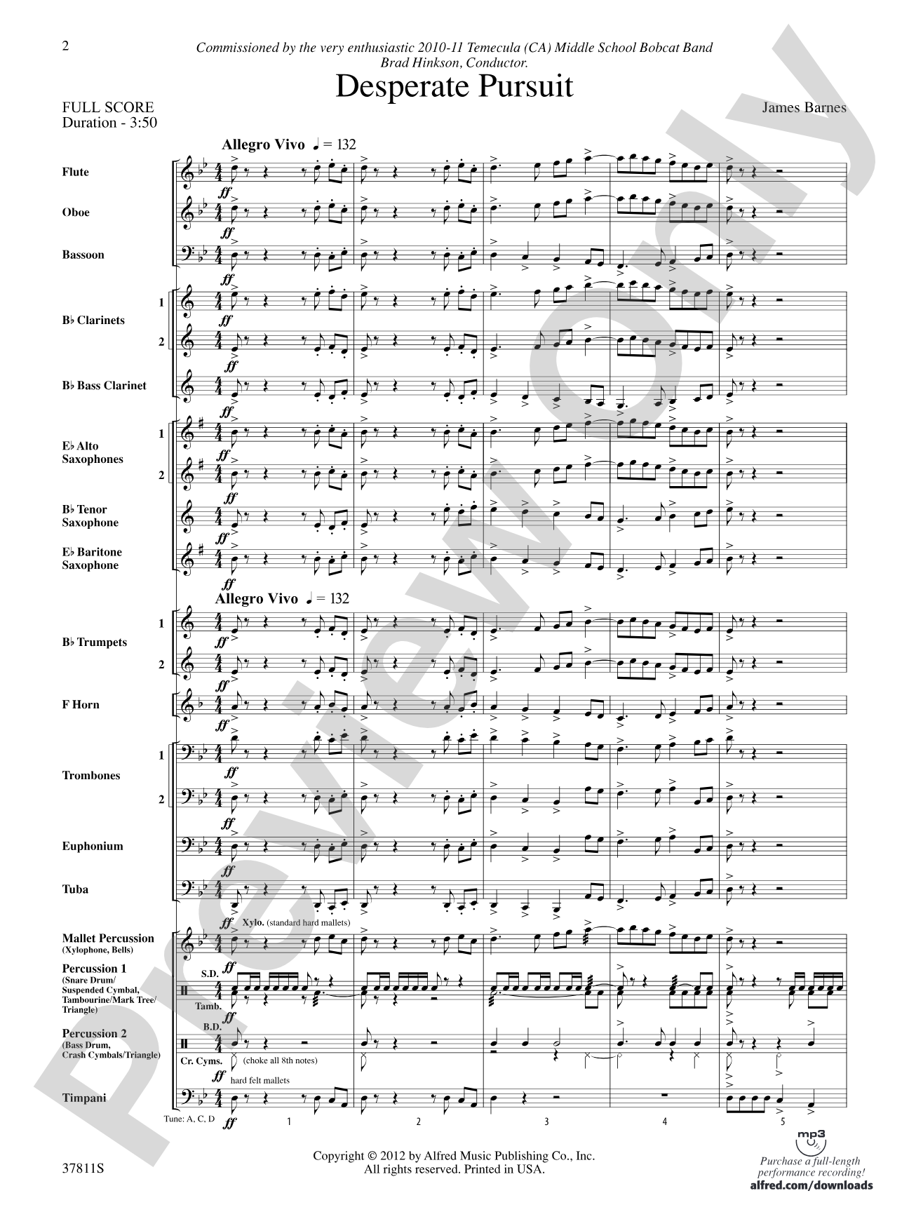 Desperate Pursuit: Concert Band Conductor Score & Parts