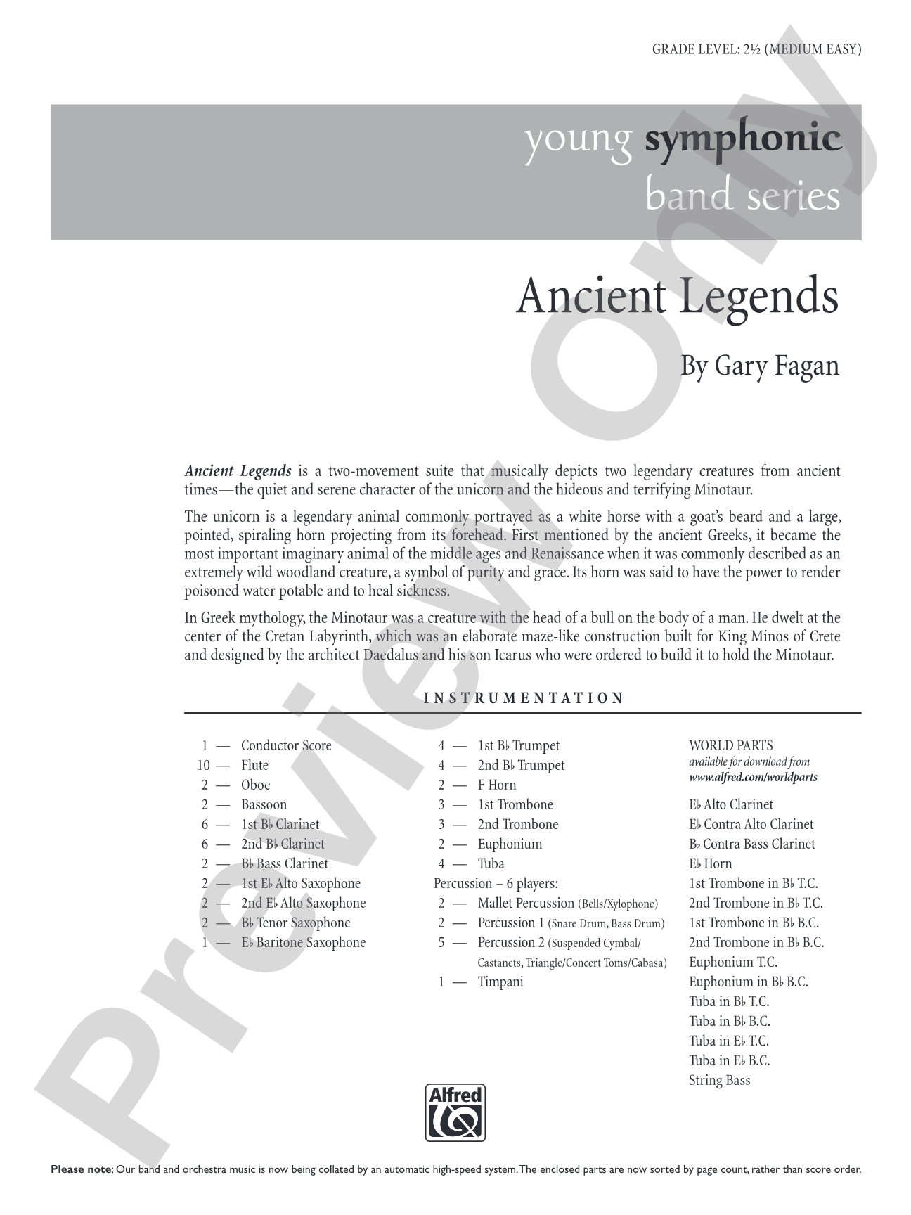 Ancient Legends: Concert Band Conductor Score & Parts