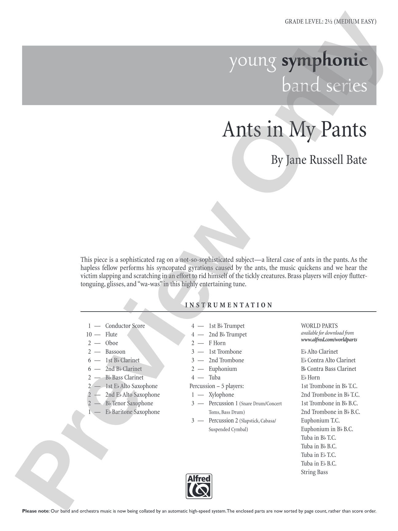 Ants in My Pants: Concert Band Conductor Score & Parts